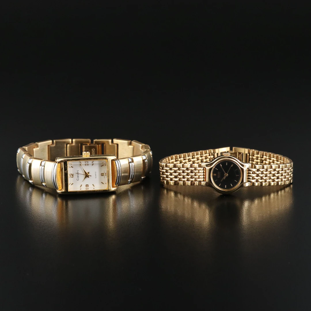 Cardini and Seiko Gold Tone Quartz Dress Watches