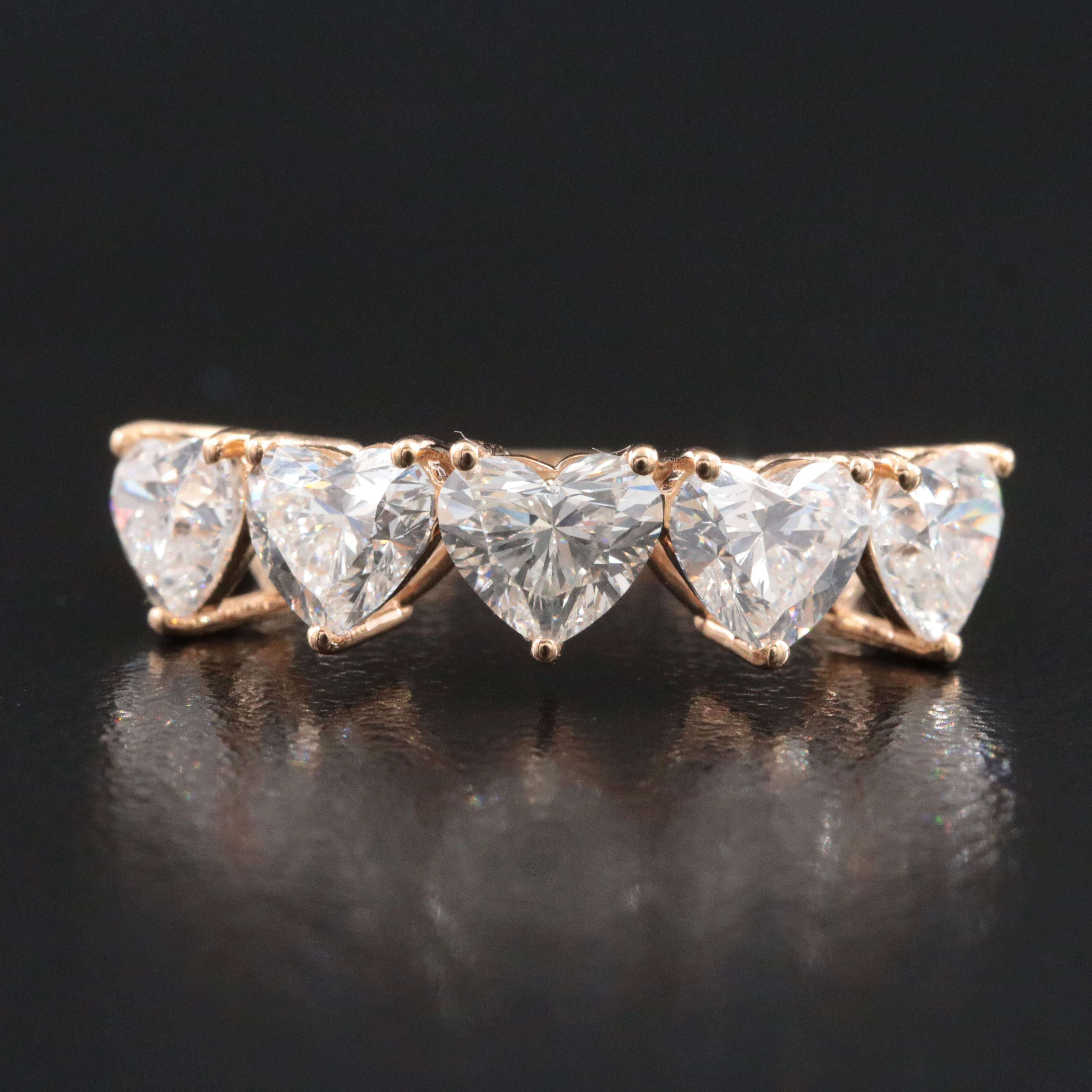 14K 2.52 CTW Diamond Five Stone Heart Ring with GIA Reports