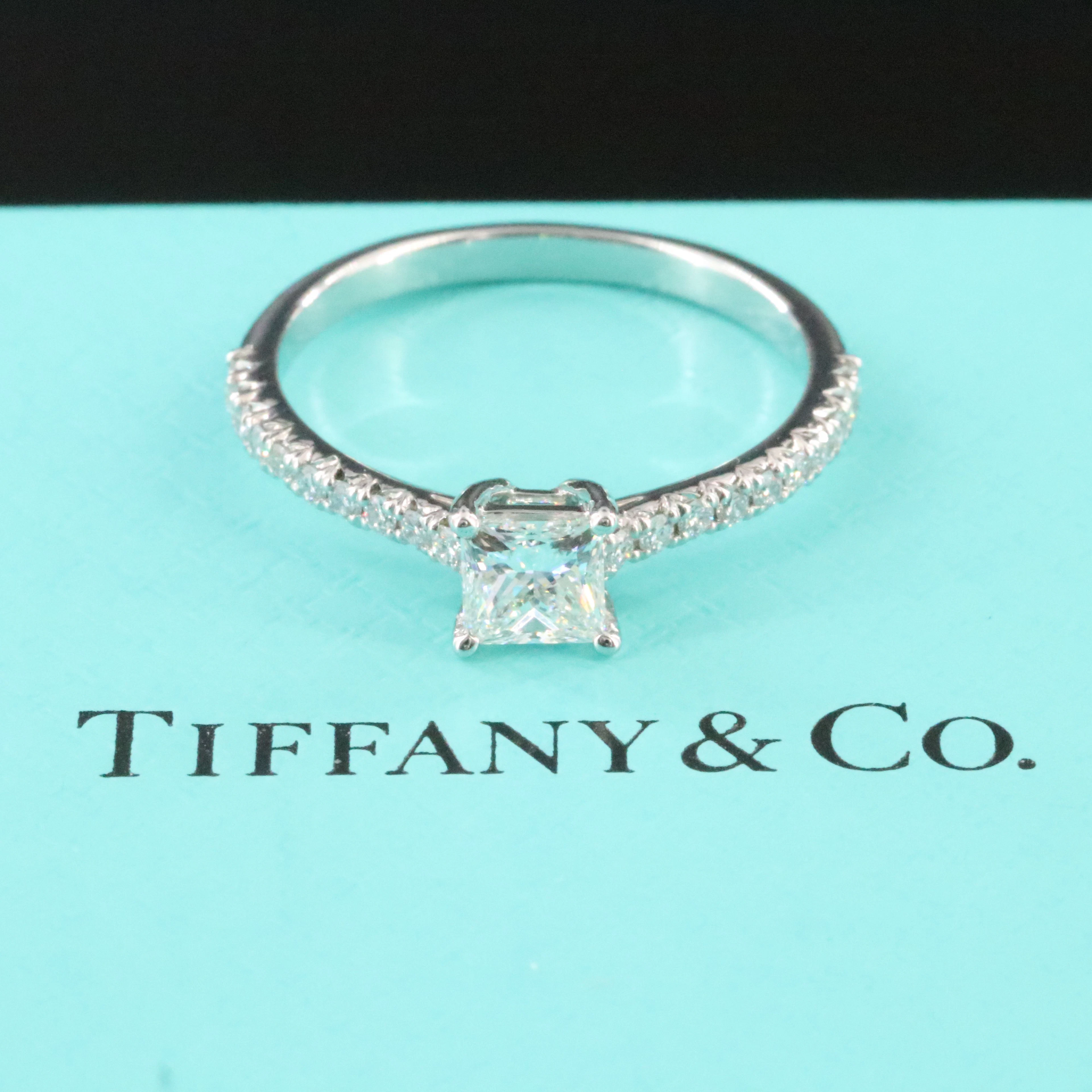 Tiffany Forever Platinum 0.65 CTW Diamond Ring with Tiffany Diamond Cert