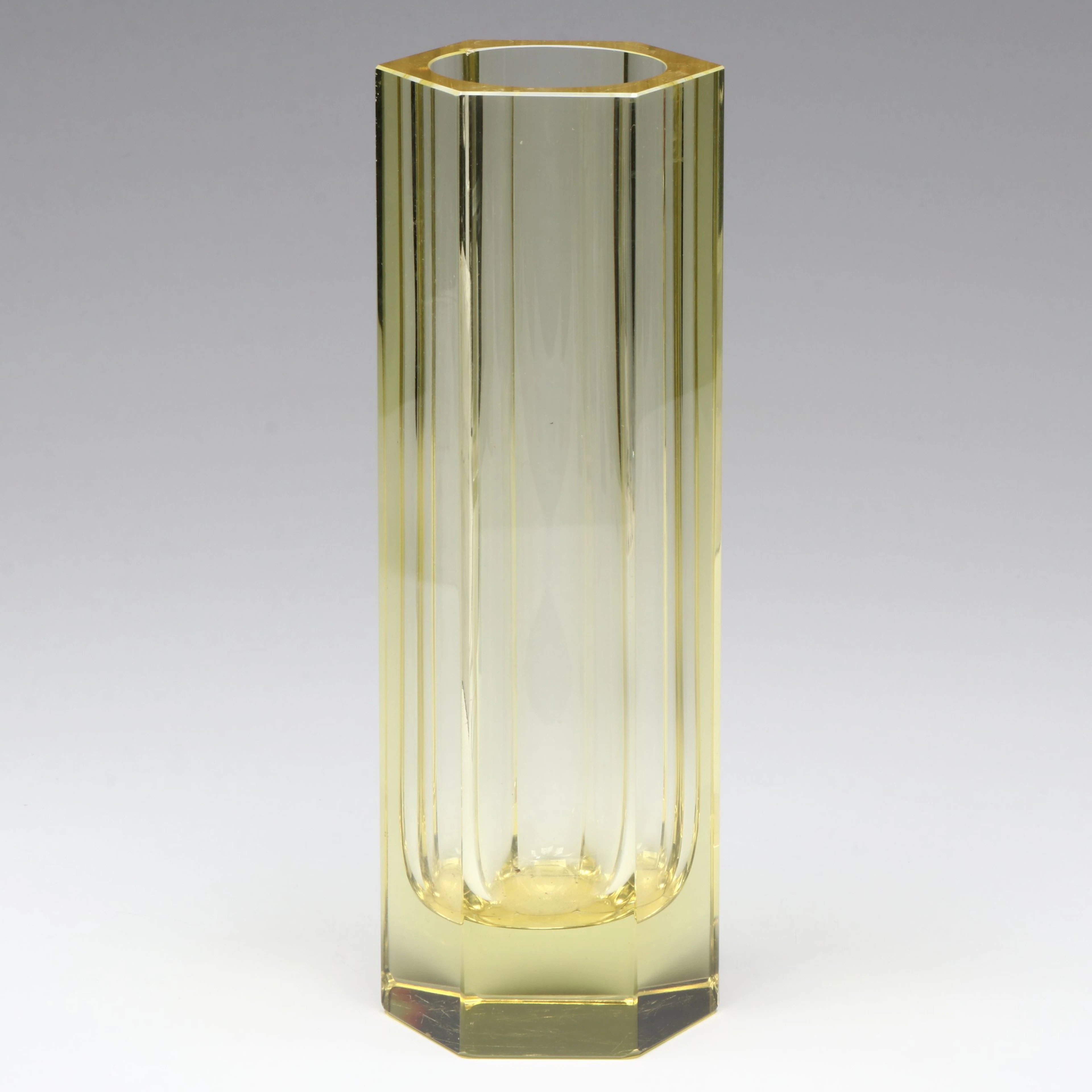 Postmodern Hexagonal Yellow Glass Vase