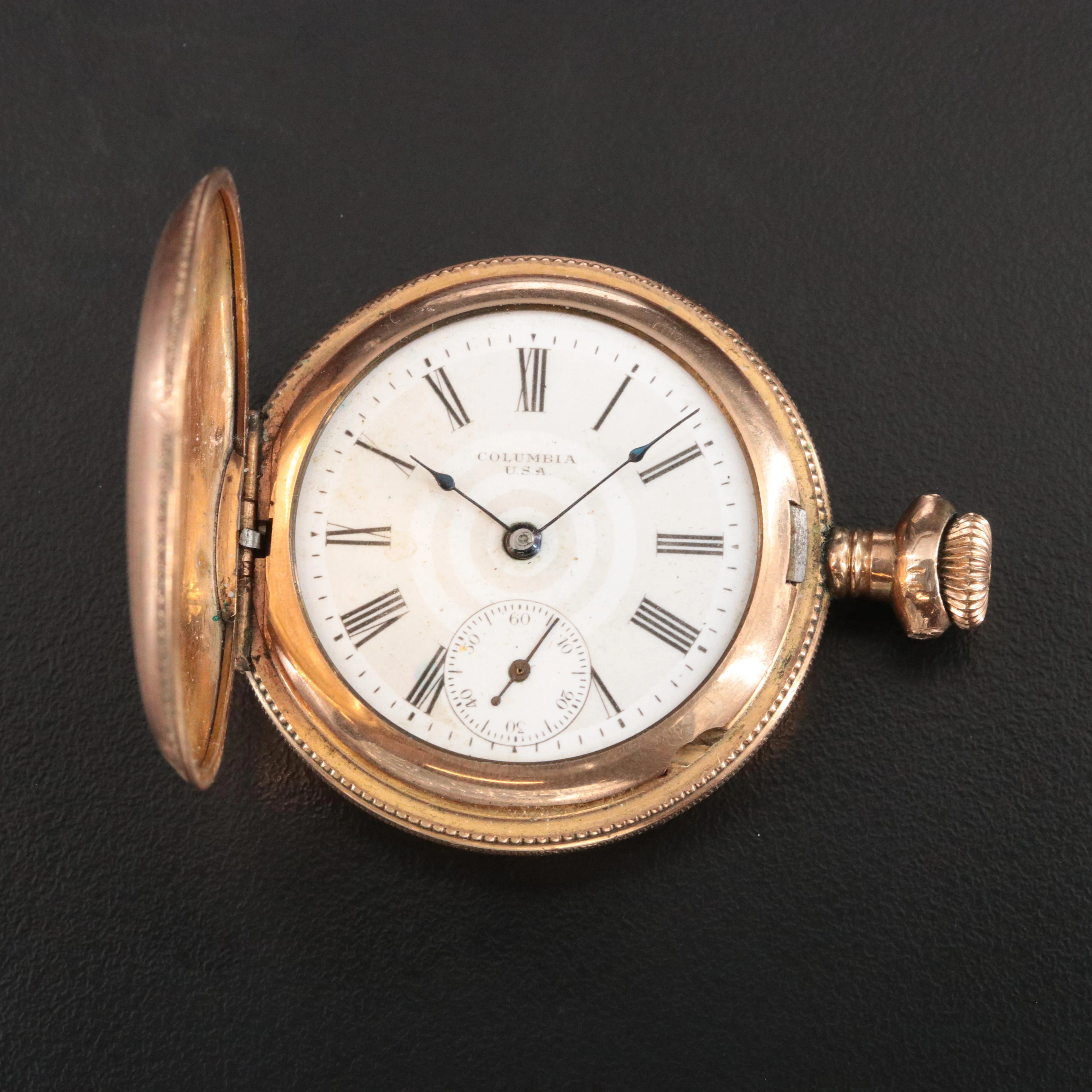 Columbia Watch Co. Ornate Gold-Filled Pocket Watch