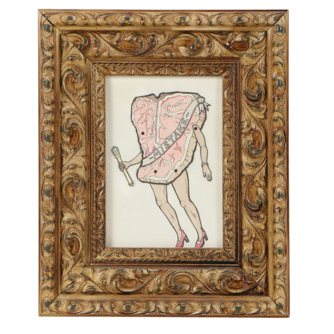 Whimsical Marker Drawing on Paper Doll of Mistake (Ms. Steak), 21st Century