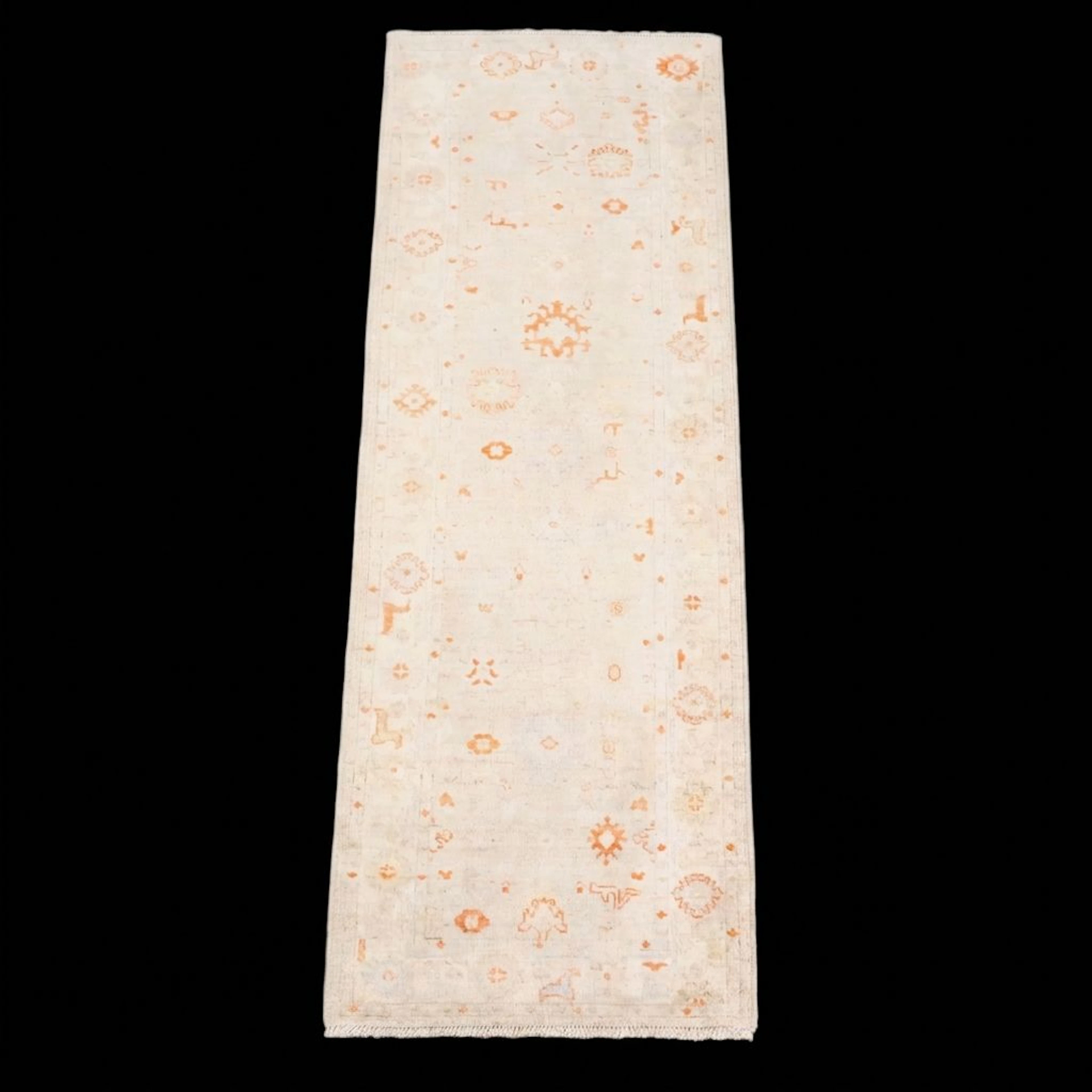 3'2 x 9'9 Hand-Knotted Turkish Oushak Long Rug