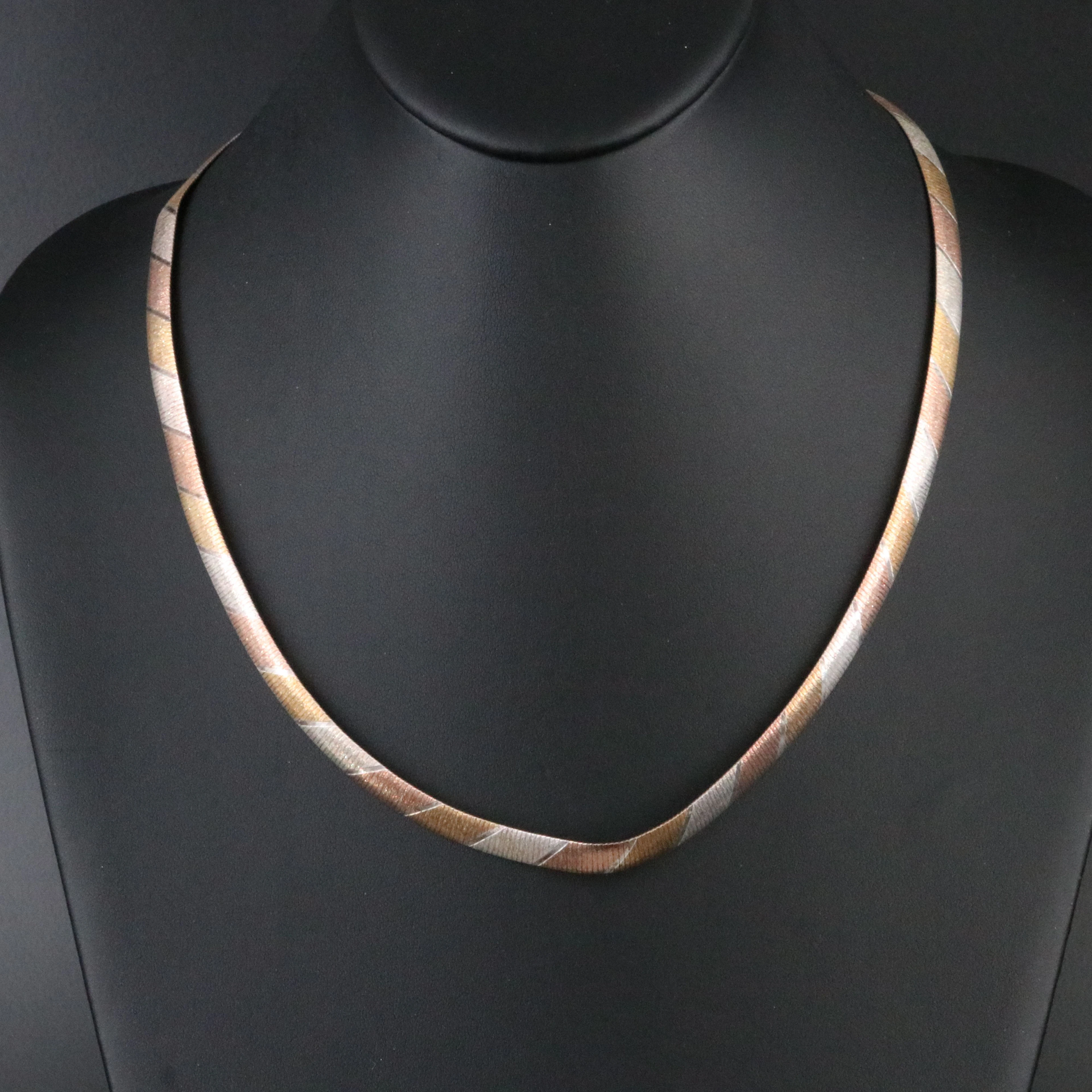 Sterling Tri-Tone Omega Necklace