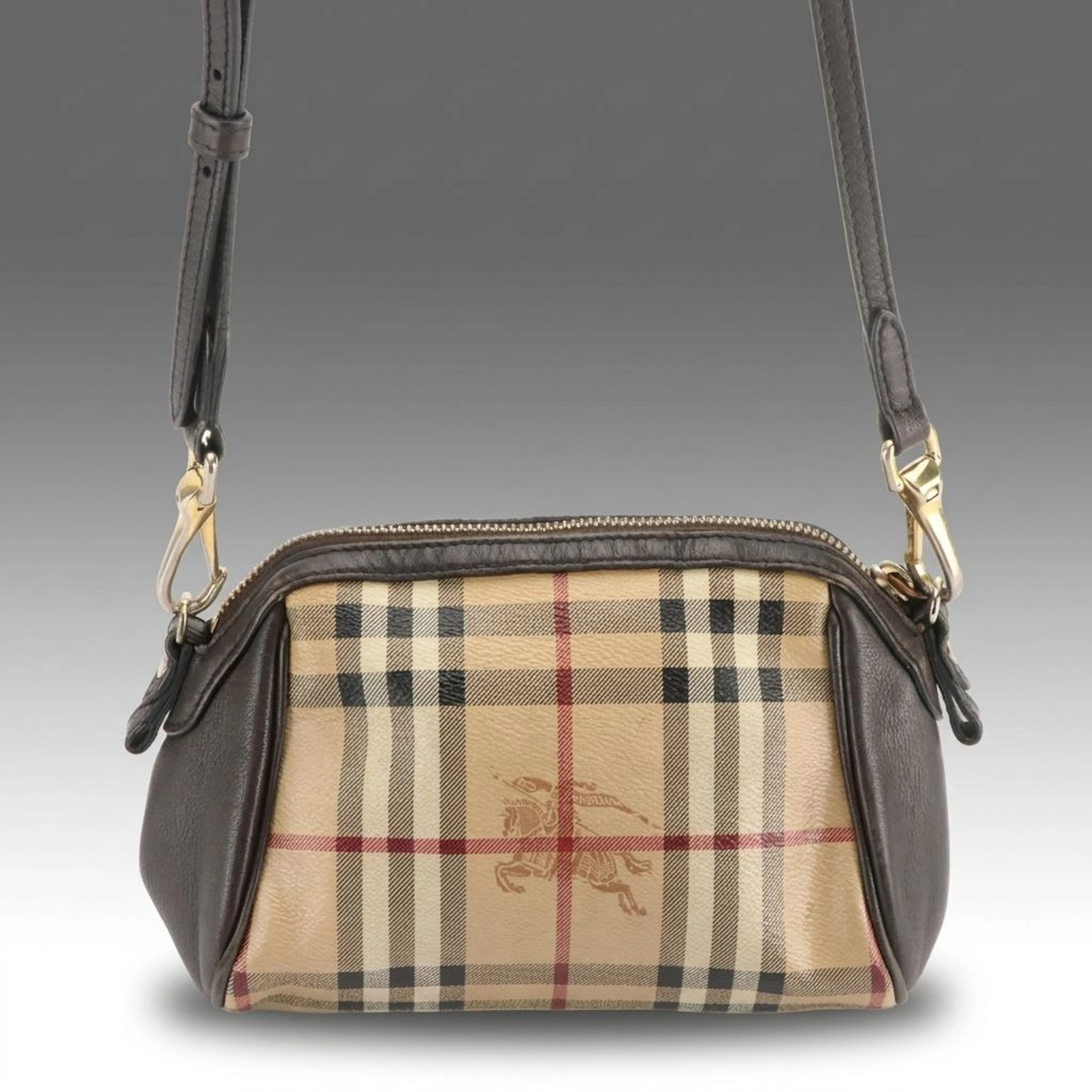 Burberry Haymarket Check Coated Canvas and Leather Crossbody Bag
