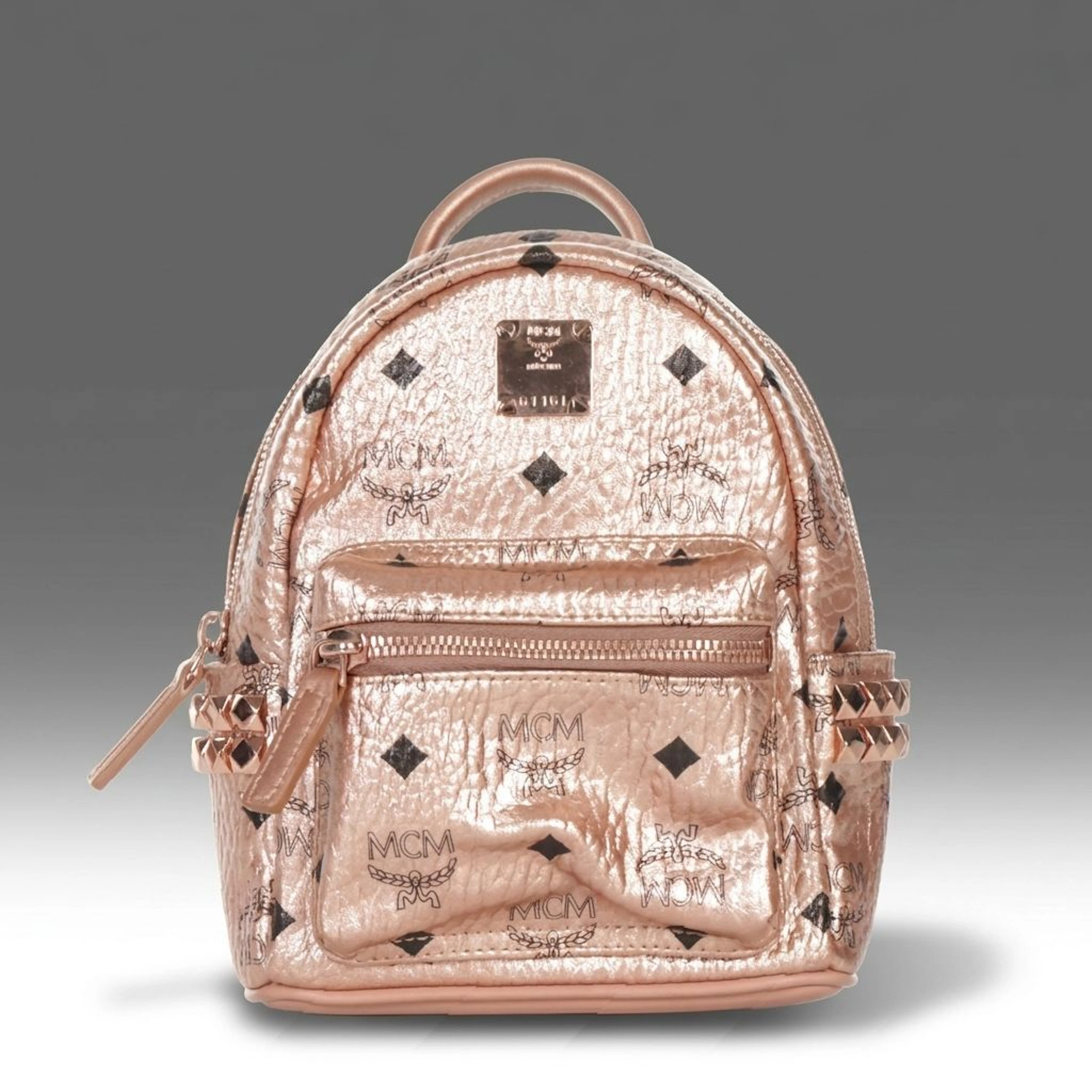 MCM Stark Studded Backpack in Metallic Visetos Monogram Canvas