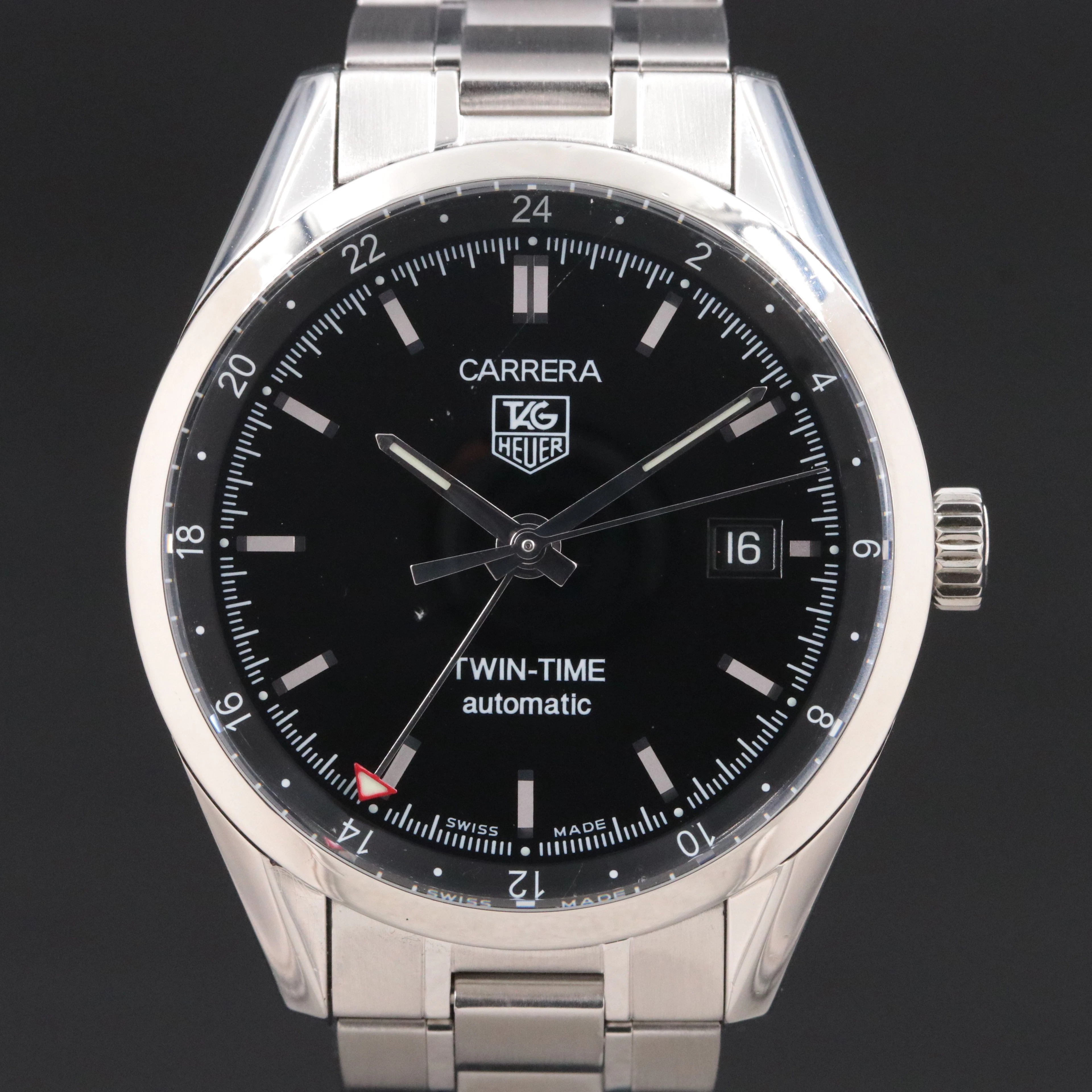 TAG Heuer Carrera Twin Time GMT Black Steel Automatic Watch