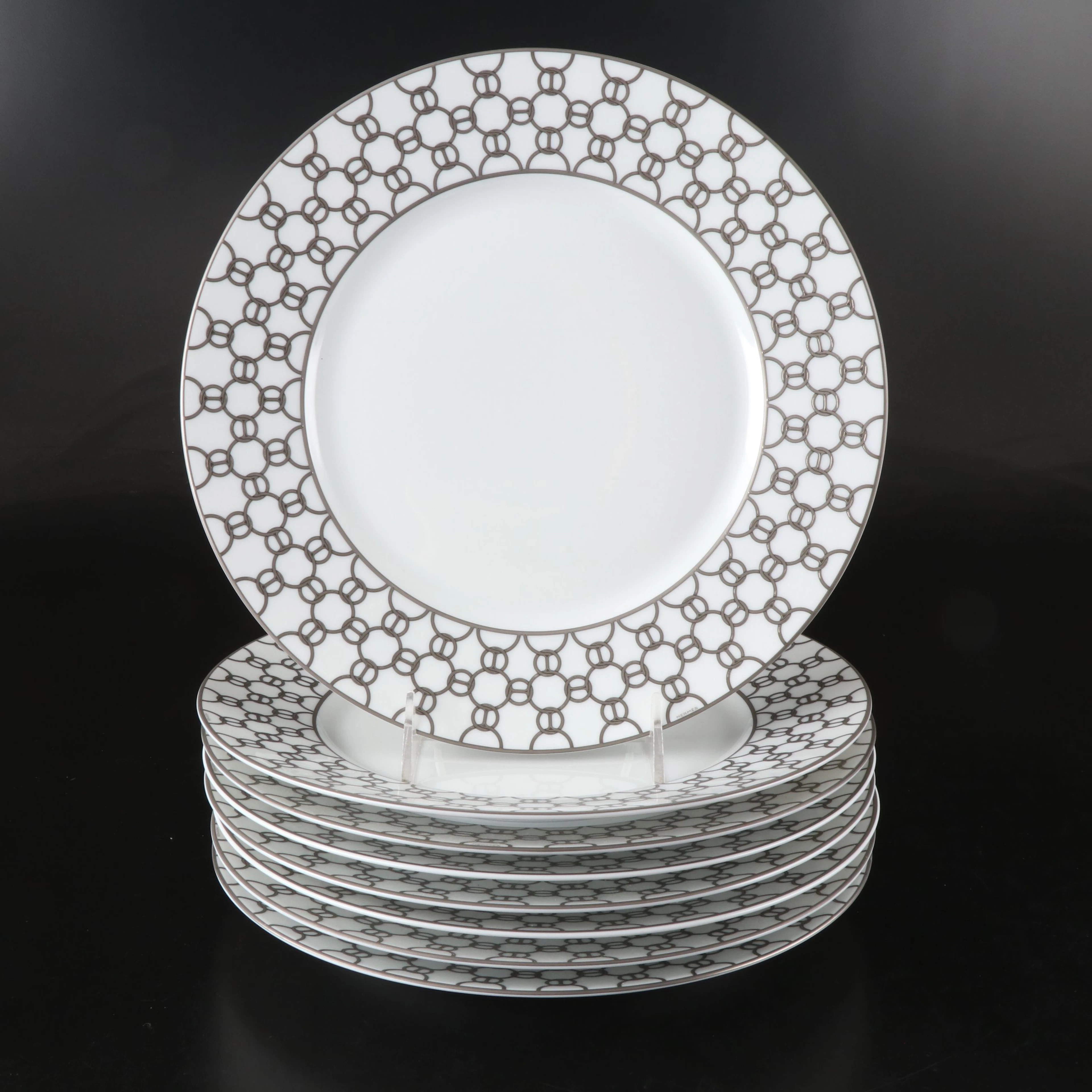 Hermès "Fil d'Argent" Porcelain Dinner Plates