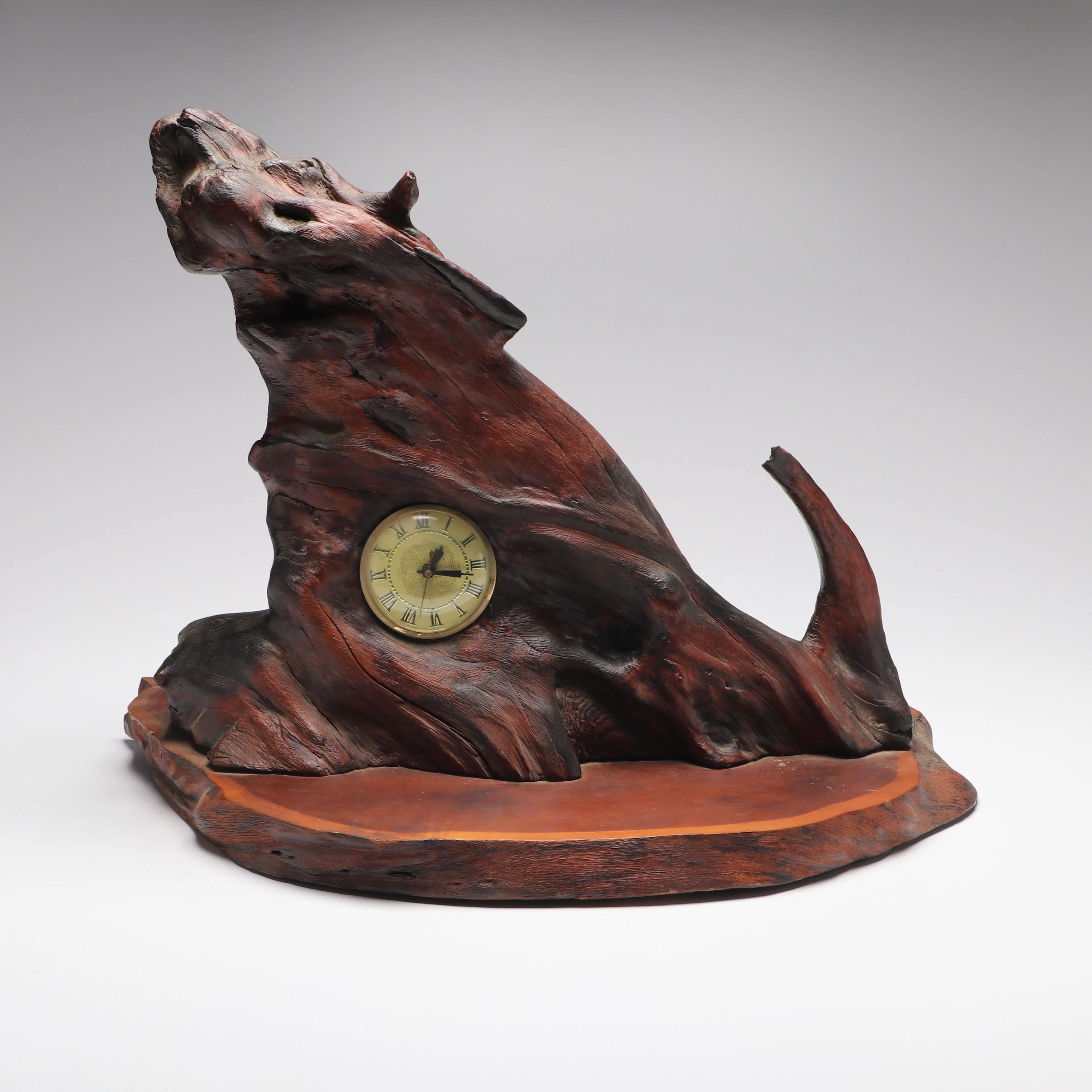 Live Edge Burl Wood Mantel Clock