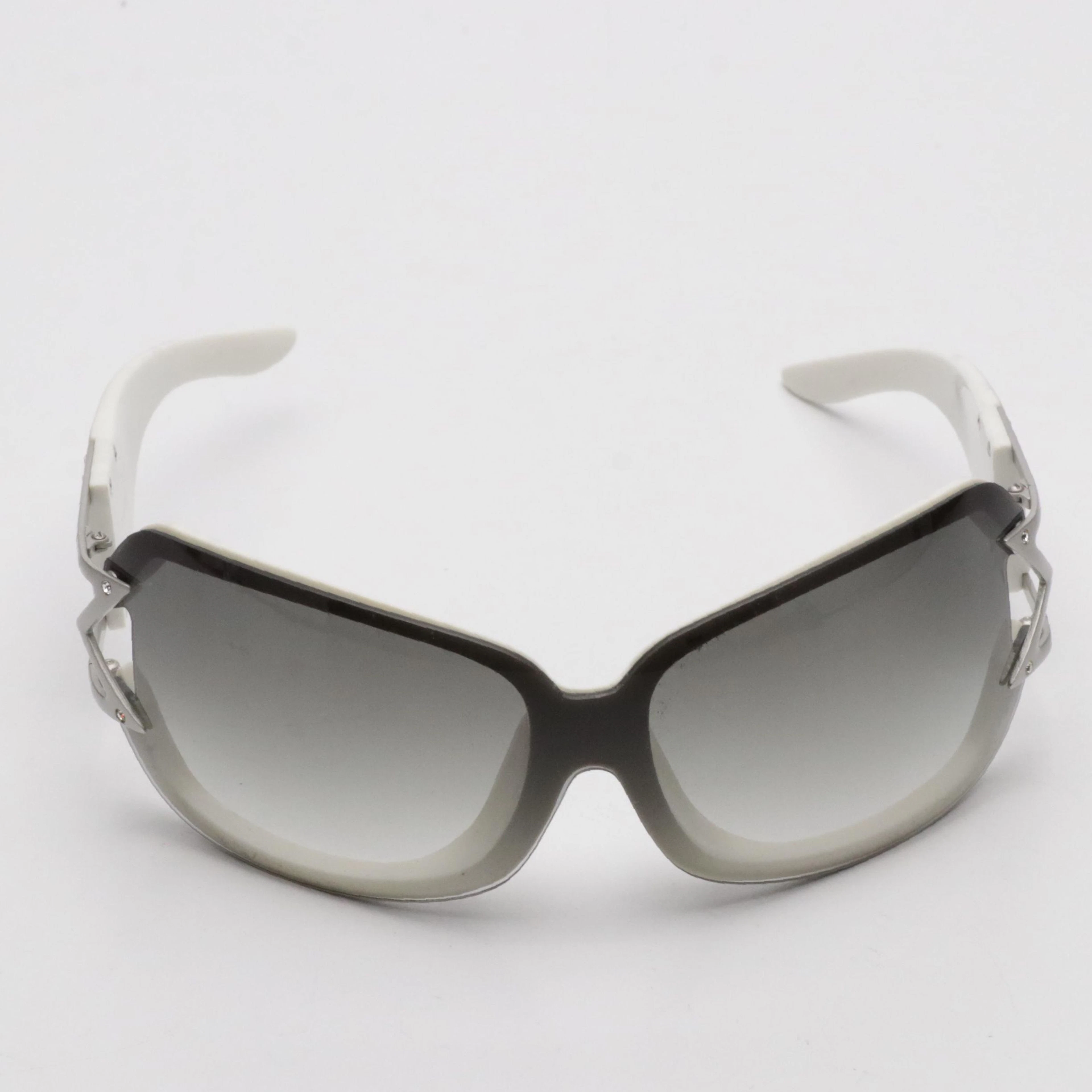 M by Madonna x H&M Shield Style Crystal Embellished Sunglasses in White
