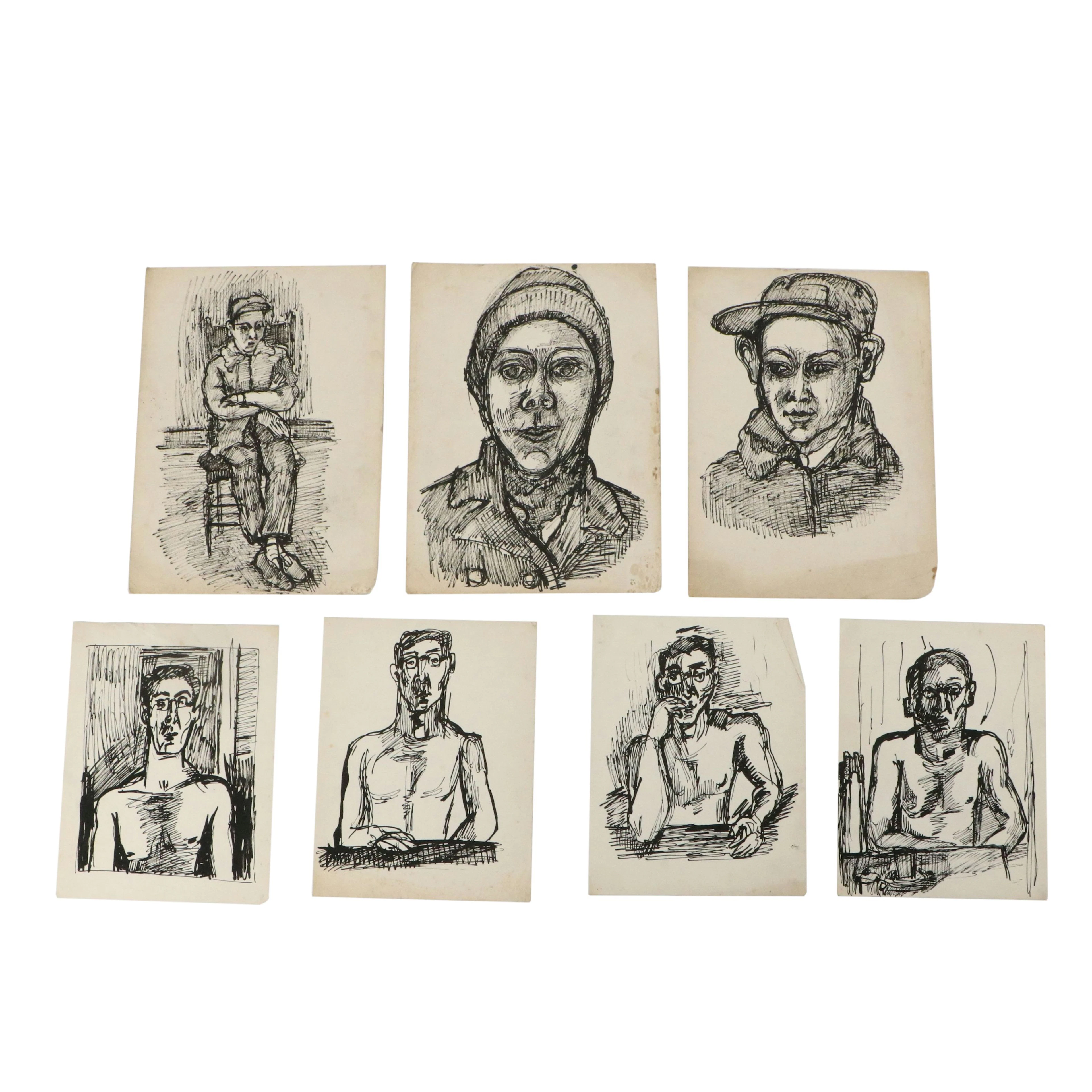 Achillo "Achi" Sullo Ink Drawings of Male Figures