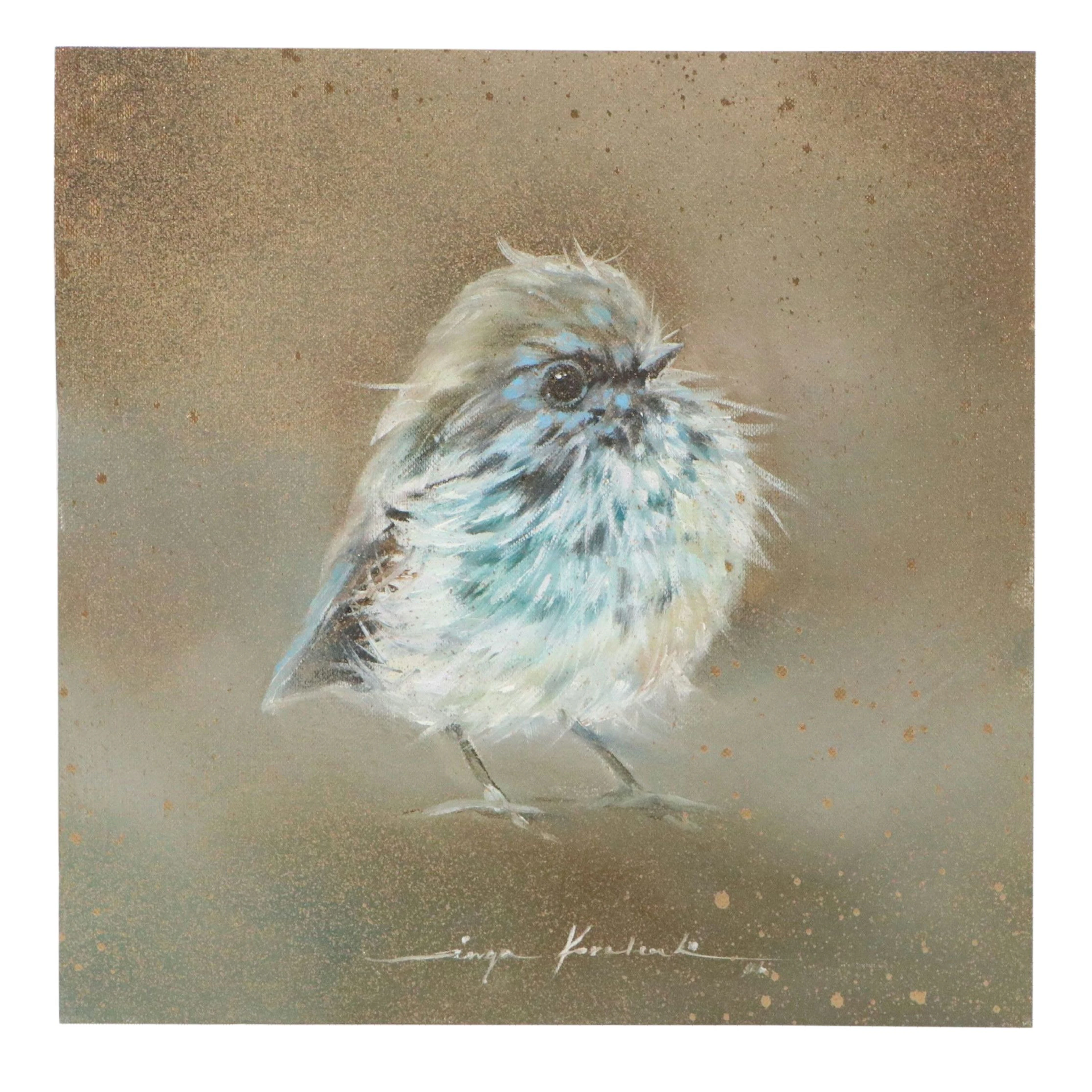Inga Kovalenko Embellished Oil Painting of a Bird, 2026