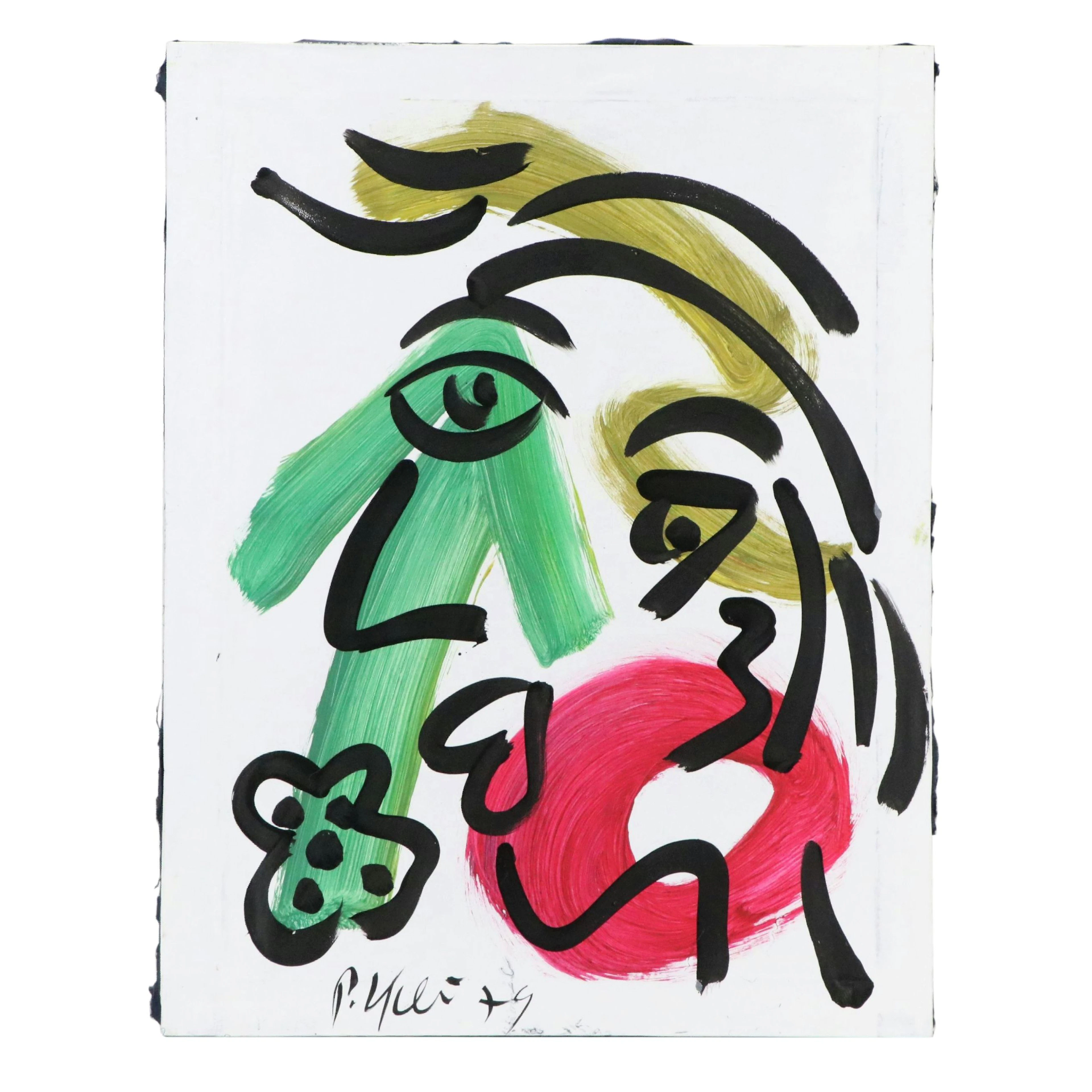Peter Robert Keil Stylized Acrylic Portrait, Late 20th to 21st Century