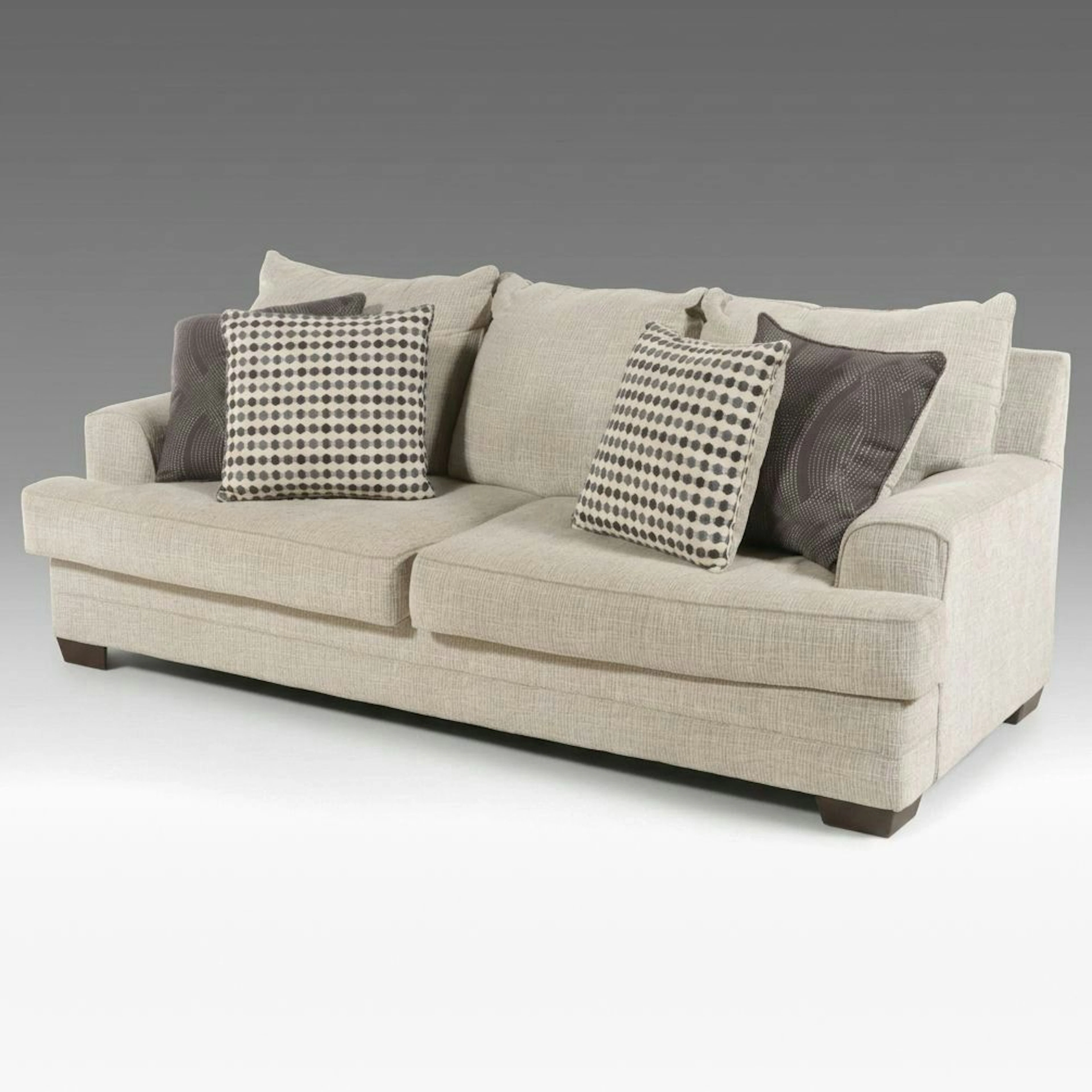 Contemporary Upholstered Sofa with Throw Pillows