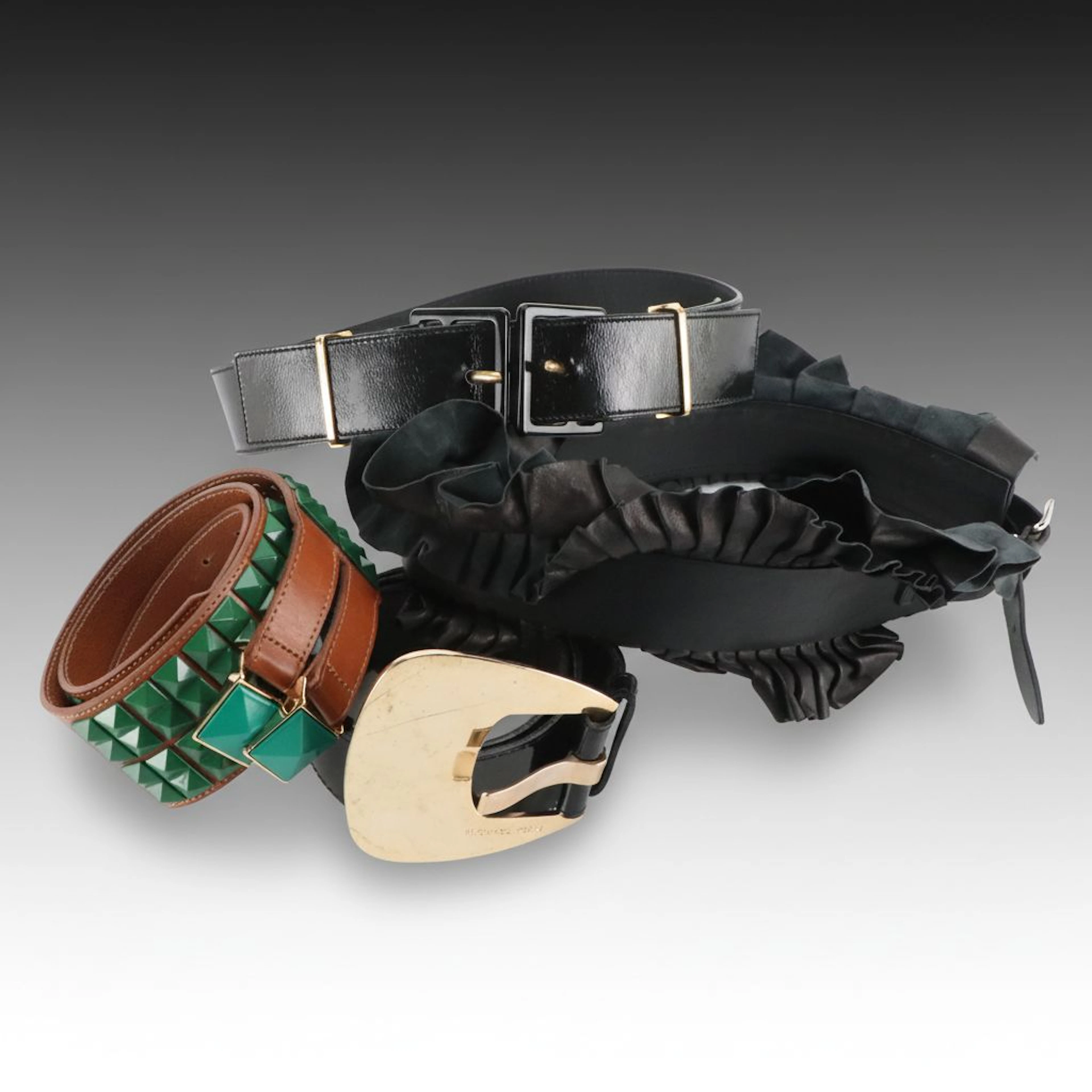 Yves Saint Laurent Double Buckle, Isabel Marant Ruffled Waist Belt & More Belts