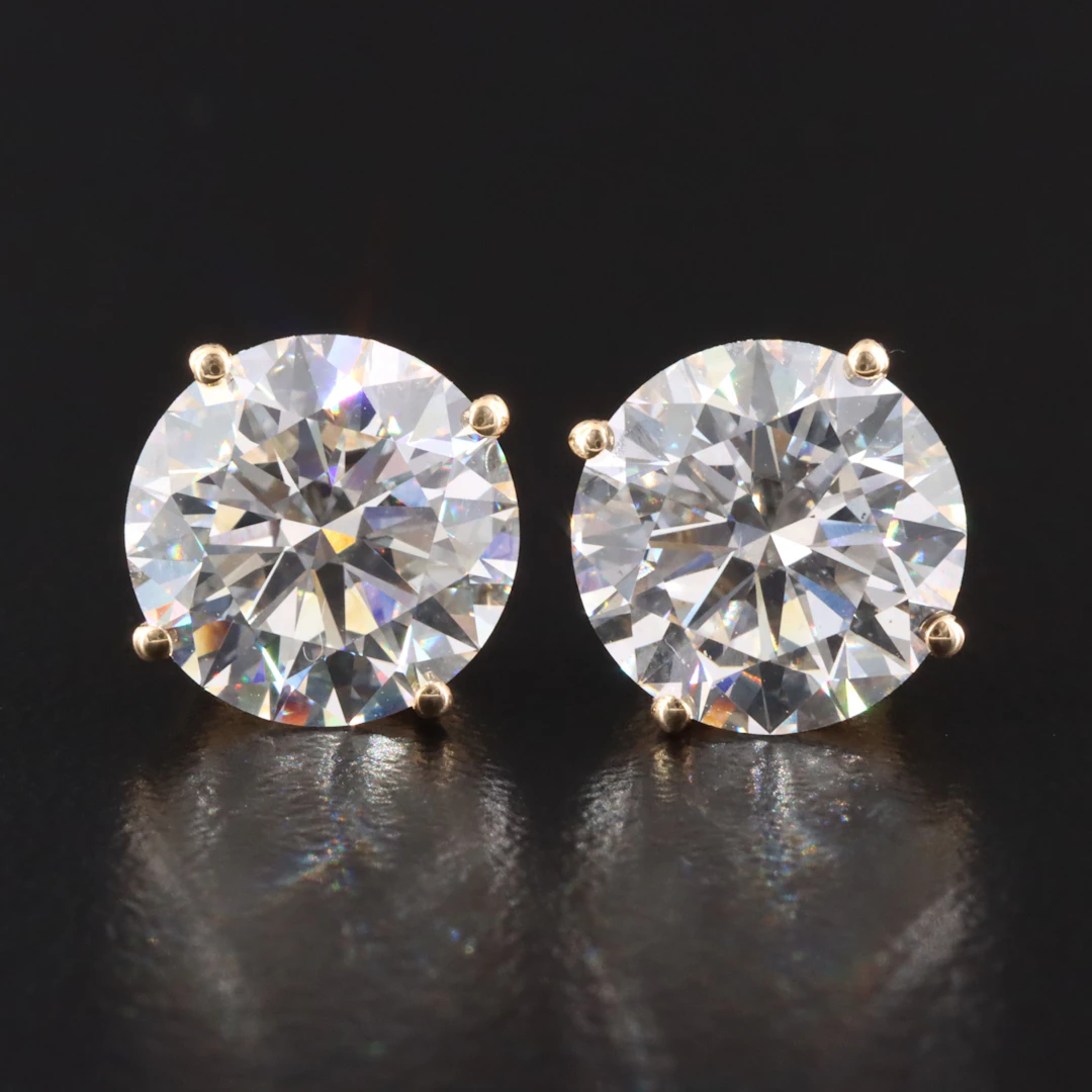 14K 5.08 CTW Lab Grown Diamond Solitaire Earrings with IGI Report