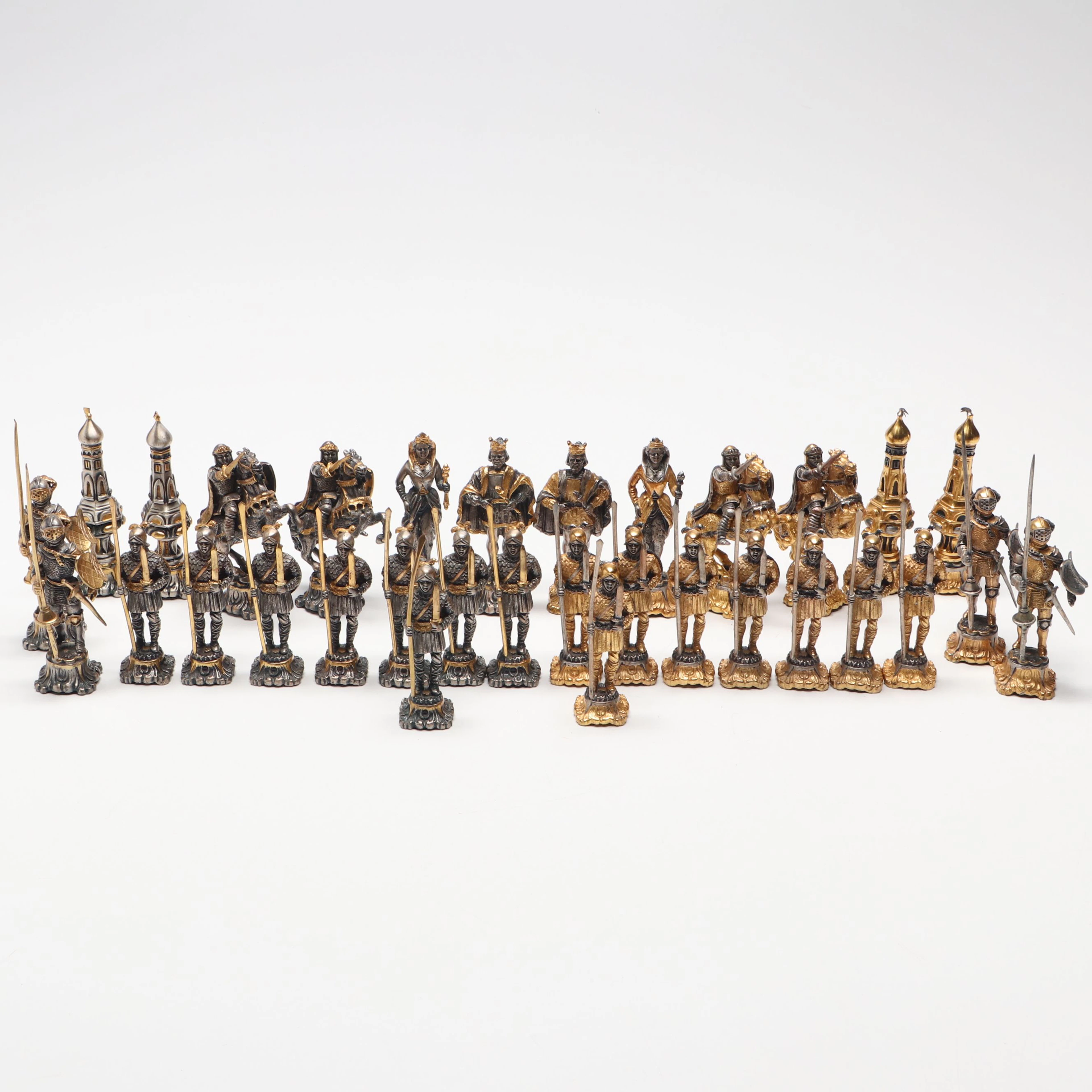 Giuseppe Vasari "Renaissance" Gilded Bronze Chess Set