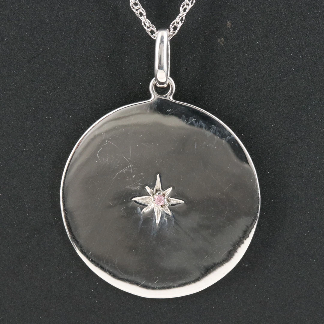 Sterling Pink Tourmaline Accented Prayer Necklace