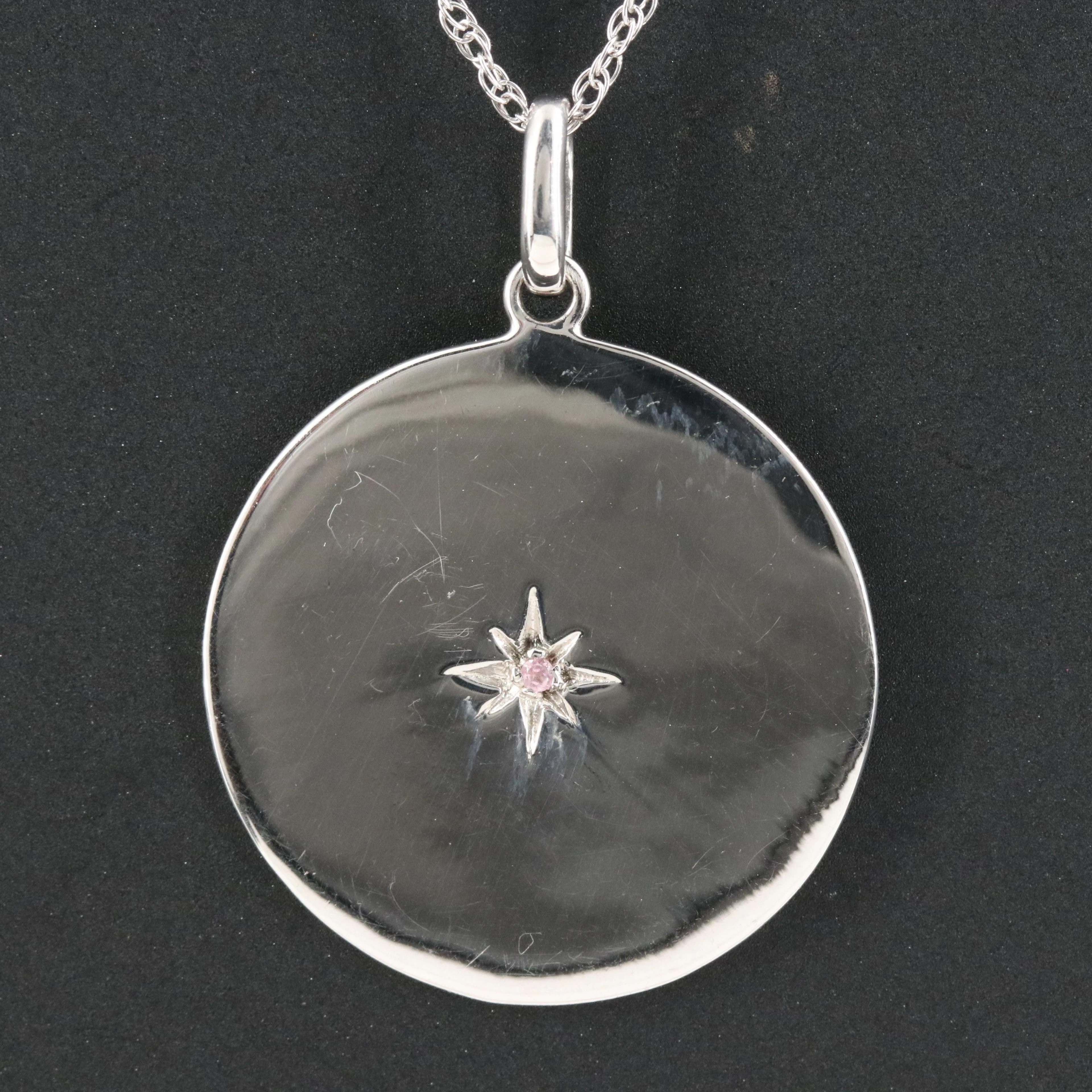 Sterling Pink Tourmaline Accented Prayer Necklace