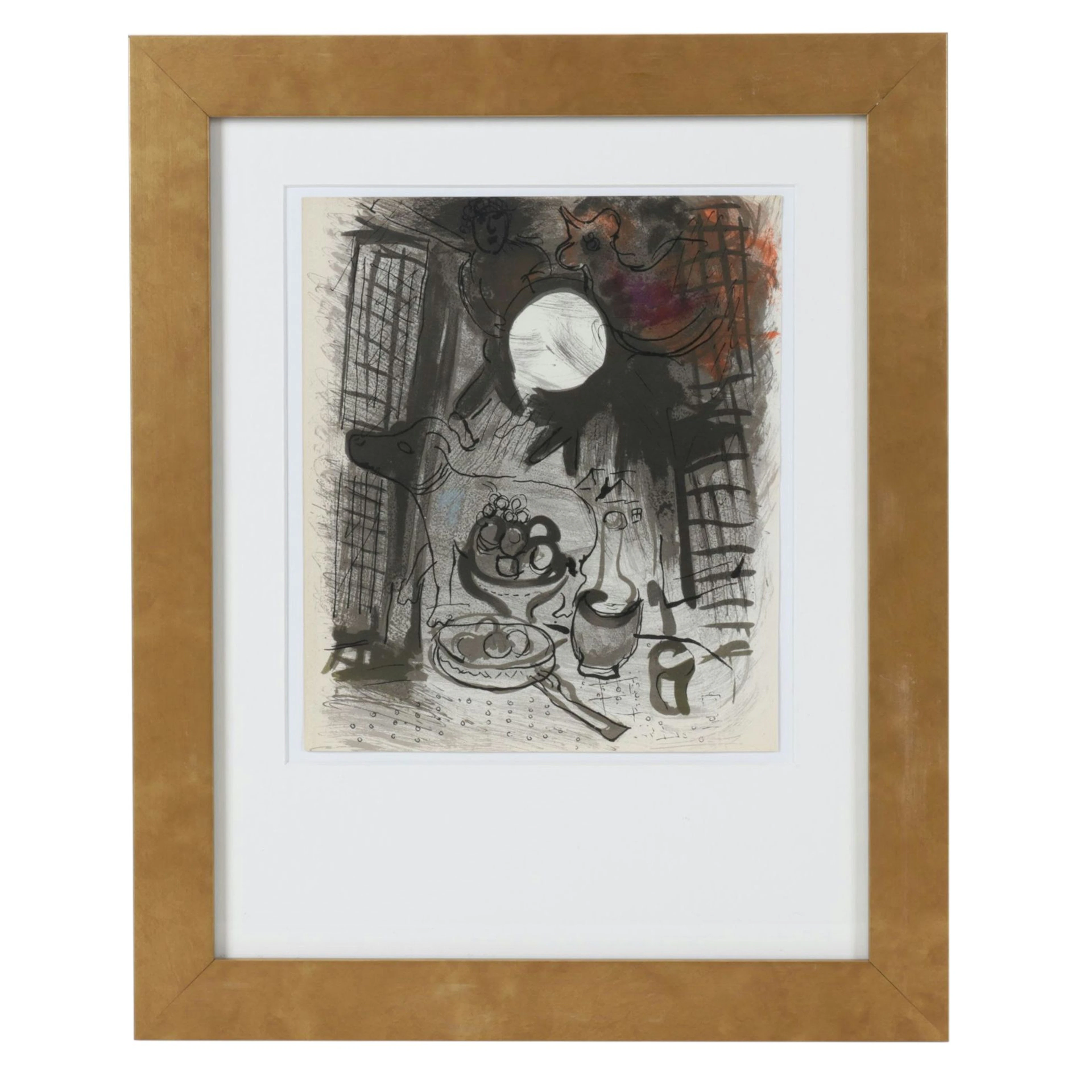 Marc Chagall Color Lithograph "Nature Morte Brune," 1957