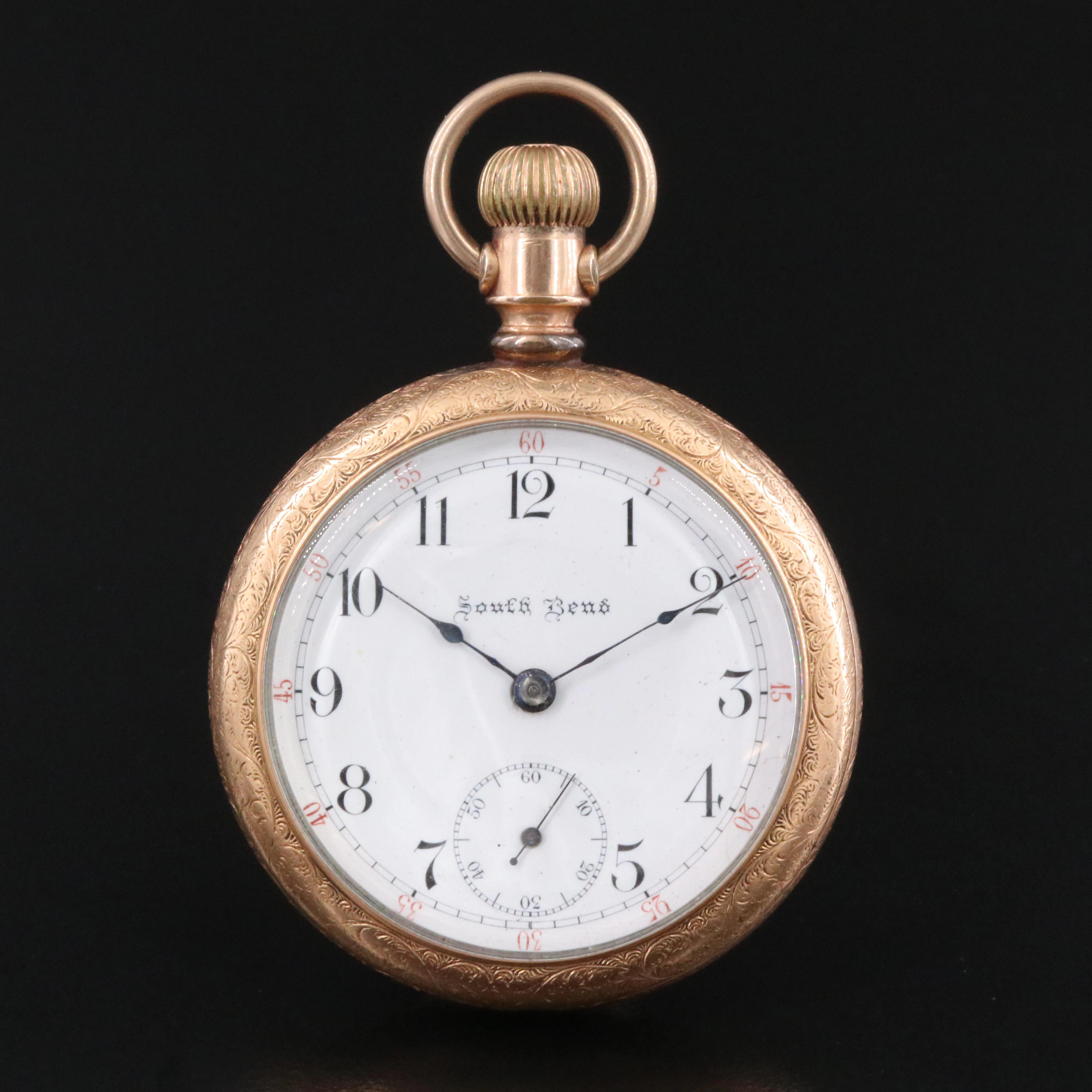 South Bend Gold Filled Scroll-Work Open Face Pocket Watch