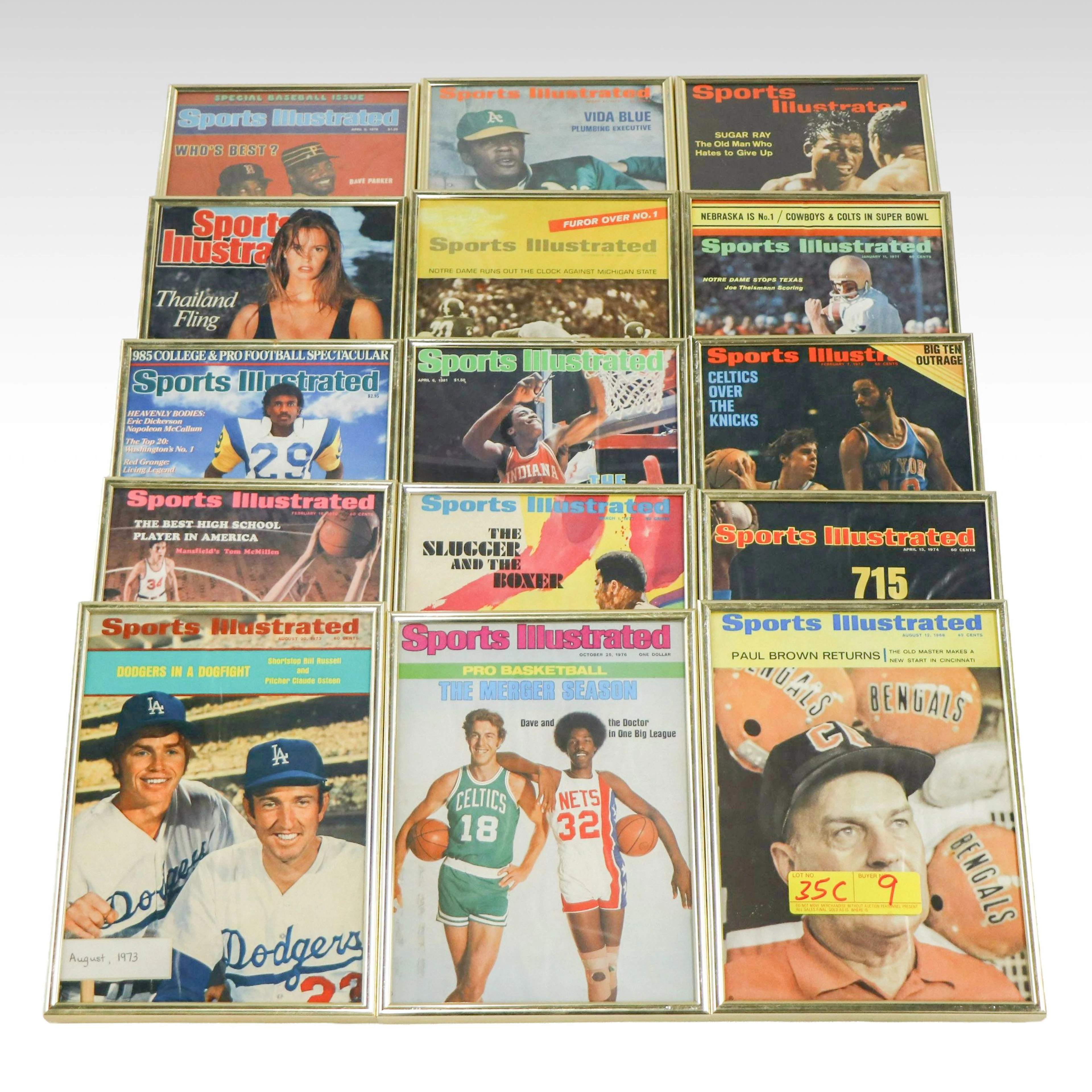 Sports Illustrated 1960s-1980s Framed Magazine Covers, Vintage