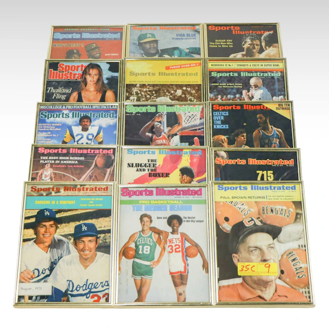 Sports Illustrated 1960s-1980s Framed Magazine Covers, Vintage