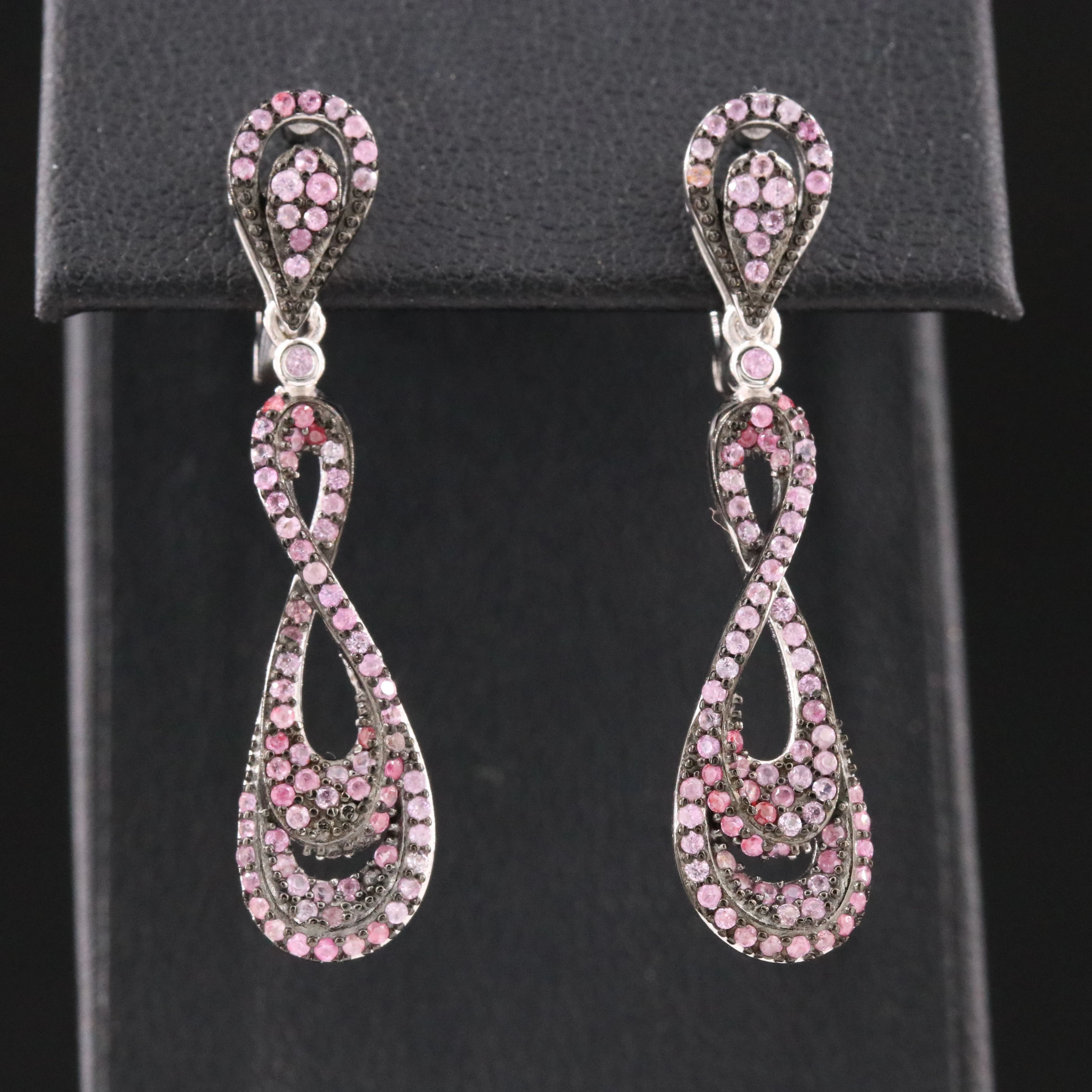 Sterling Pink Sapphire Drop Earrings