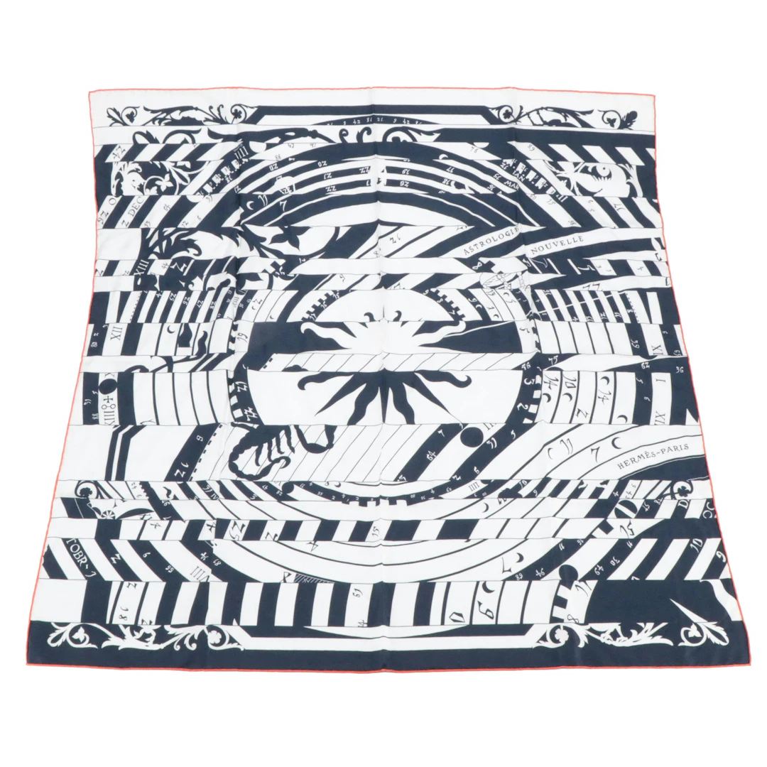 Hermès "Astrologie Nouvelle" Scarf 90 in Tattoo Silk Jacquard
