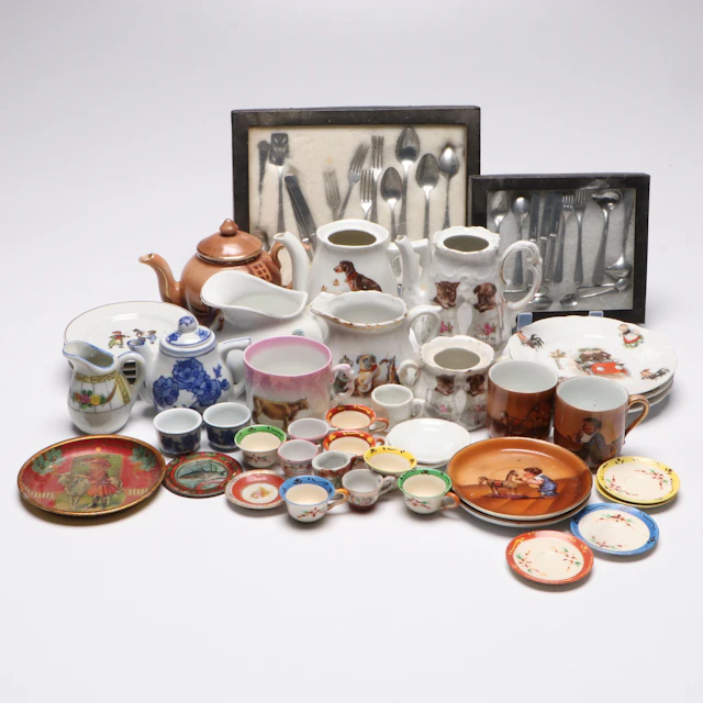 German Porcelain with Other Play Tea Sets and Tableware, Early to Mid-20th C.