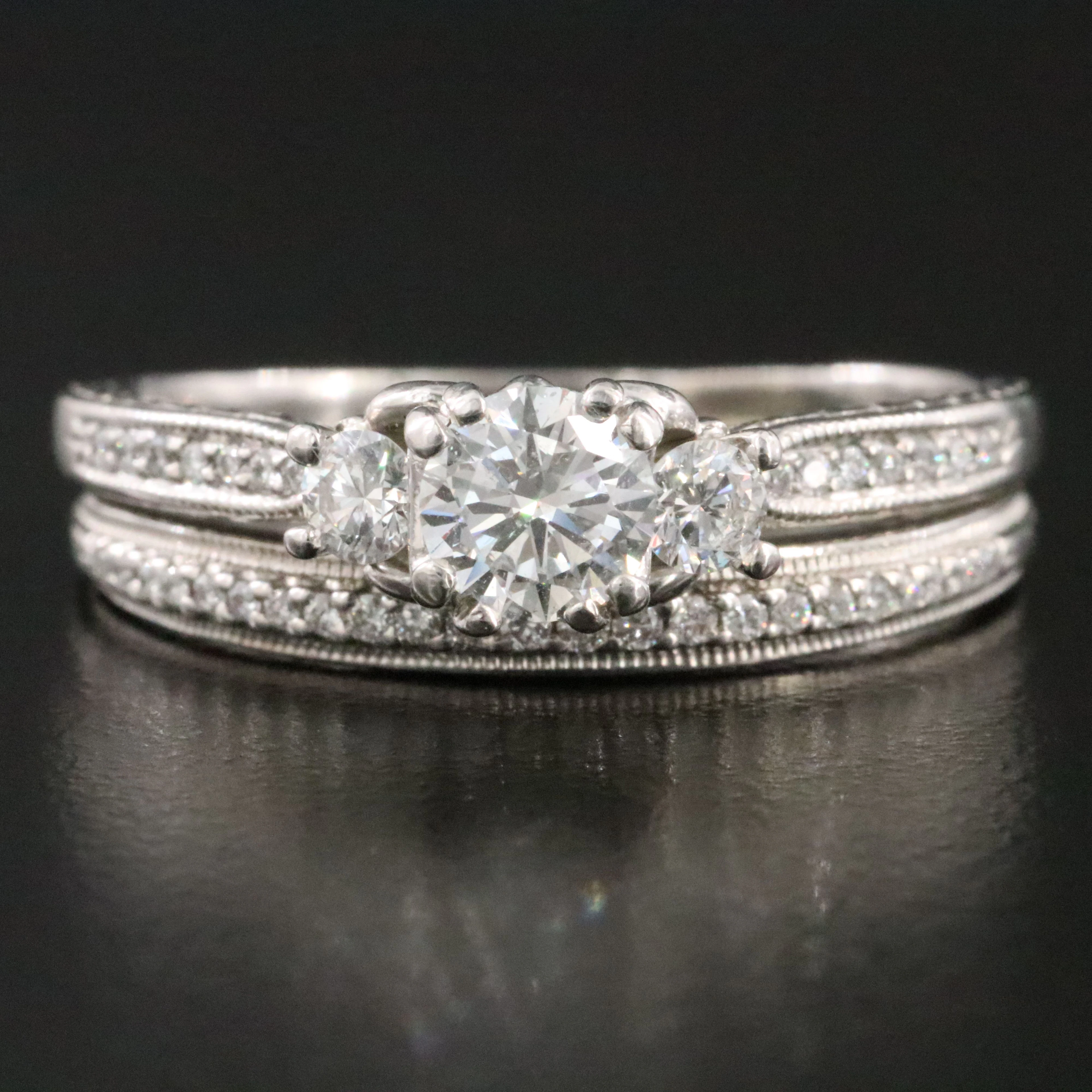 Palladium 1.06 CTW Diamond Ring and Soldered Band