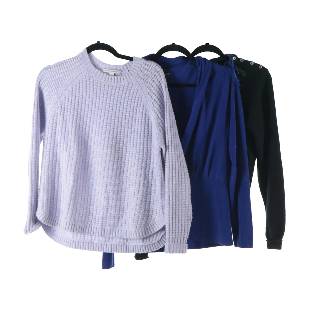 Lafayette 148 Wool Cardigan, Lord & Taylor Silk Accent & Other Cashmere Sweater