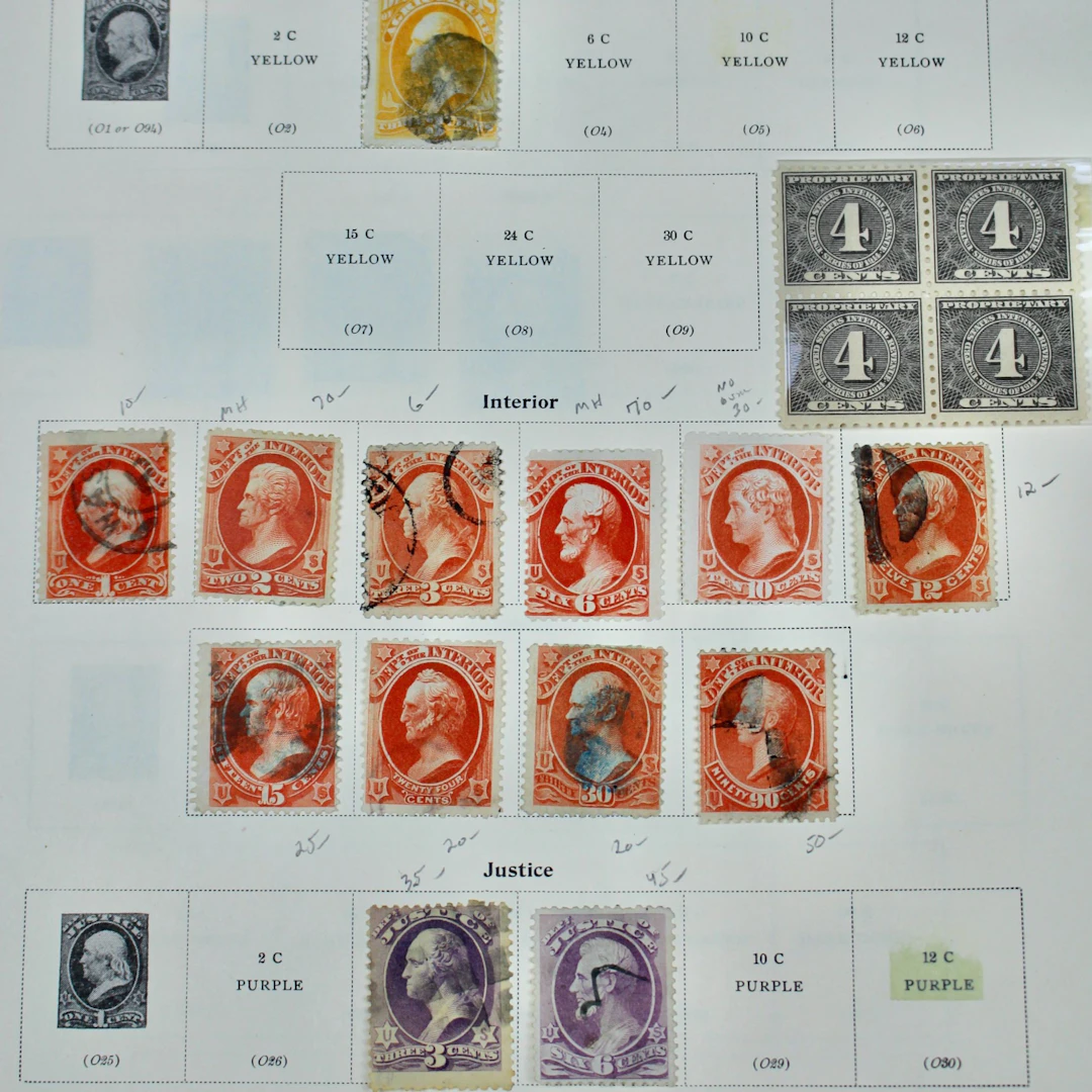 Comprehensive U.S. Official and Revenue Postage Stamp Collection, 1800s