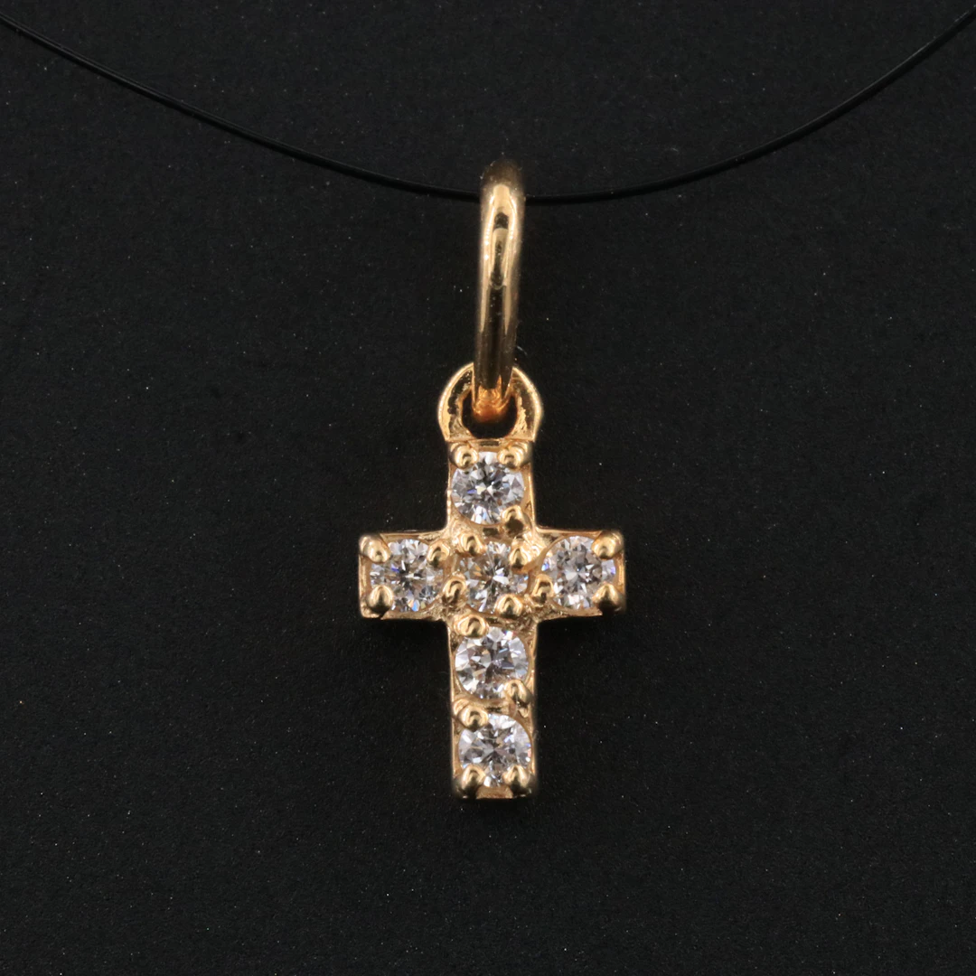 14K 0.10 CTW Lab Grown Diamond Cross Pendant
