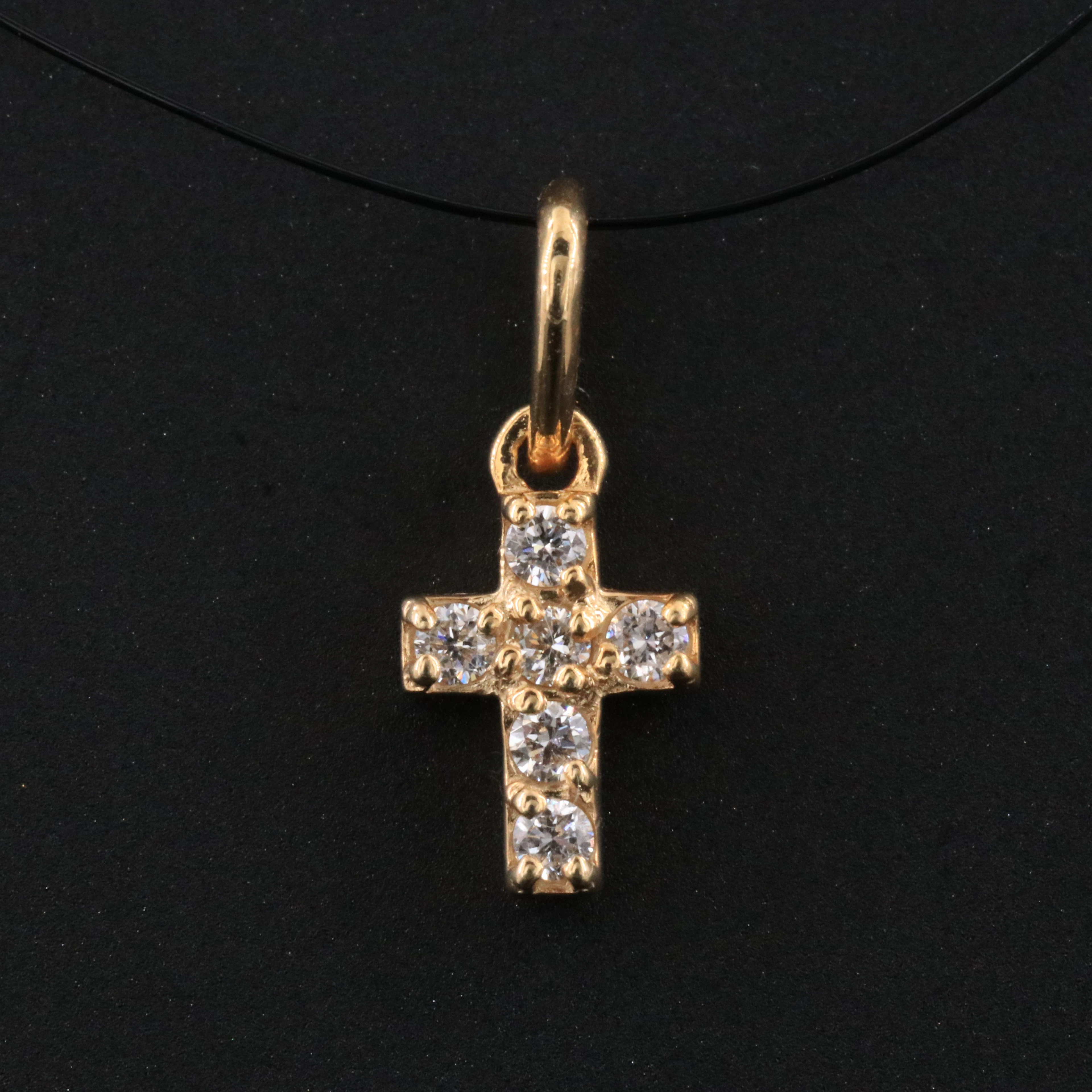 14K 0.10 CTW Lab Grown Diamond Cross Pendant