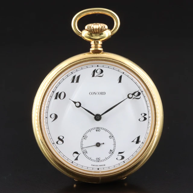 Concord Watch Co. Gold Tone Swiss Unitas 6497 Stem Wind Pocket Watch