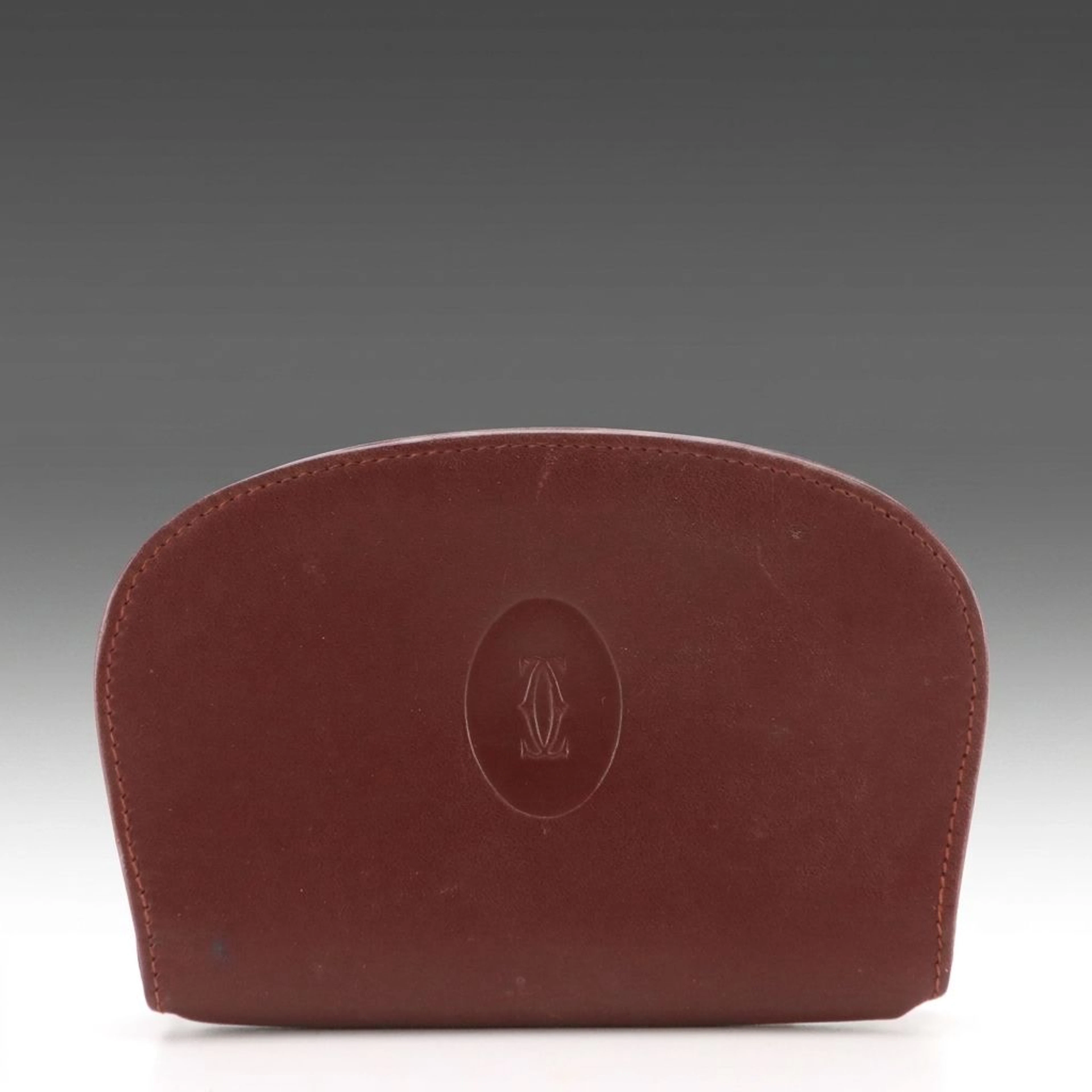 Cartier Coin Purse in Burgundy Calfskin Leather, Vintage