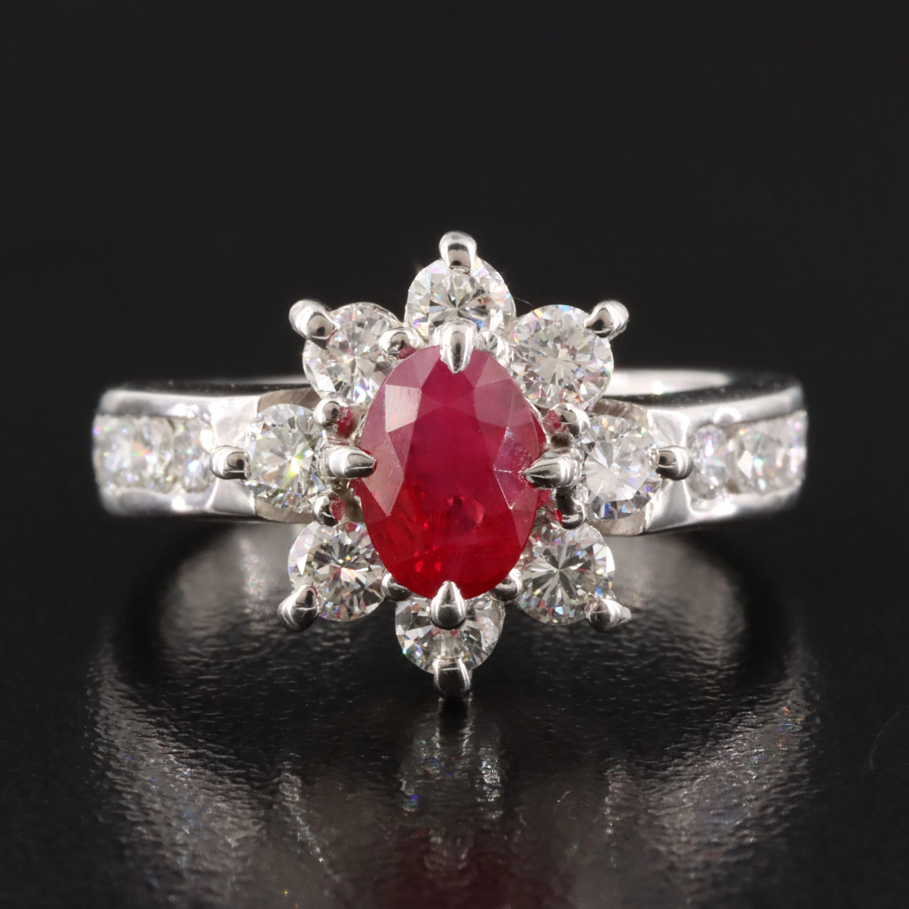 Platinum Burmese 1.13 CT Ruby and 1.19 CTW Diamond Ring with GIA Report