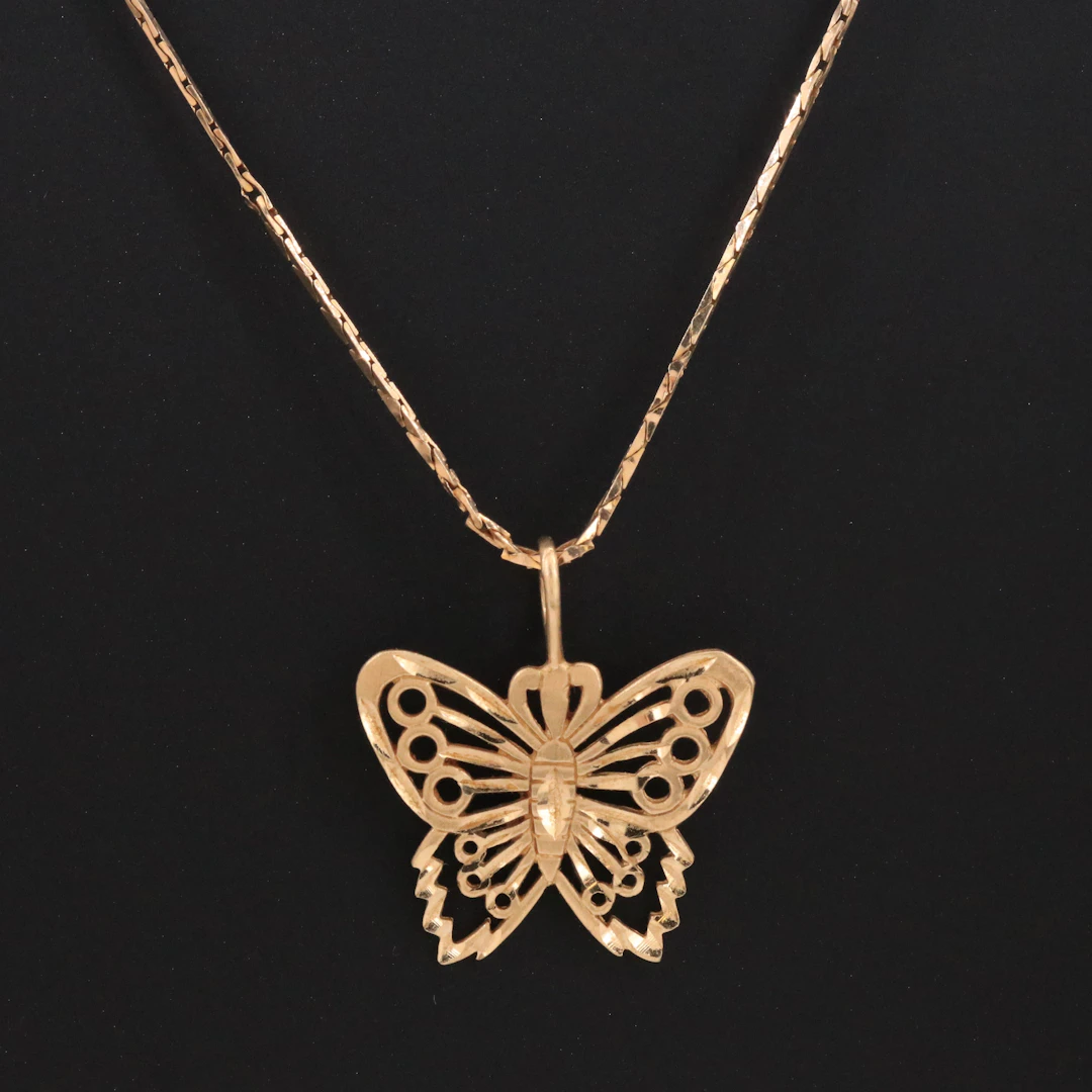 14K Butterfly Pendant Necklace