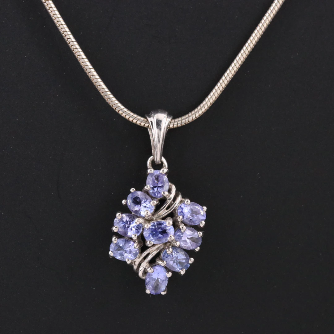 Italian Sterling Tanzanite Pendant Necklace