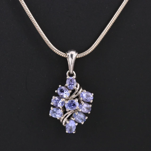 Italian Sterling Tanzanite Pendant Necklace