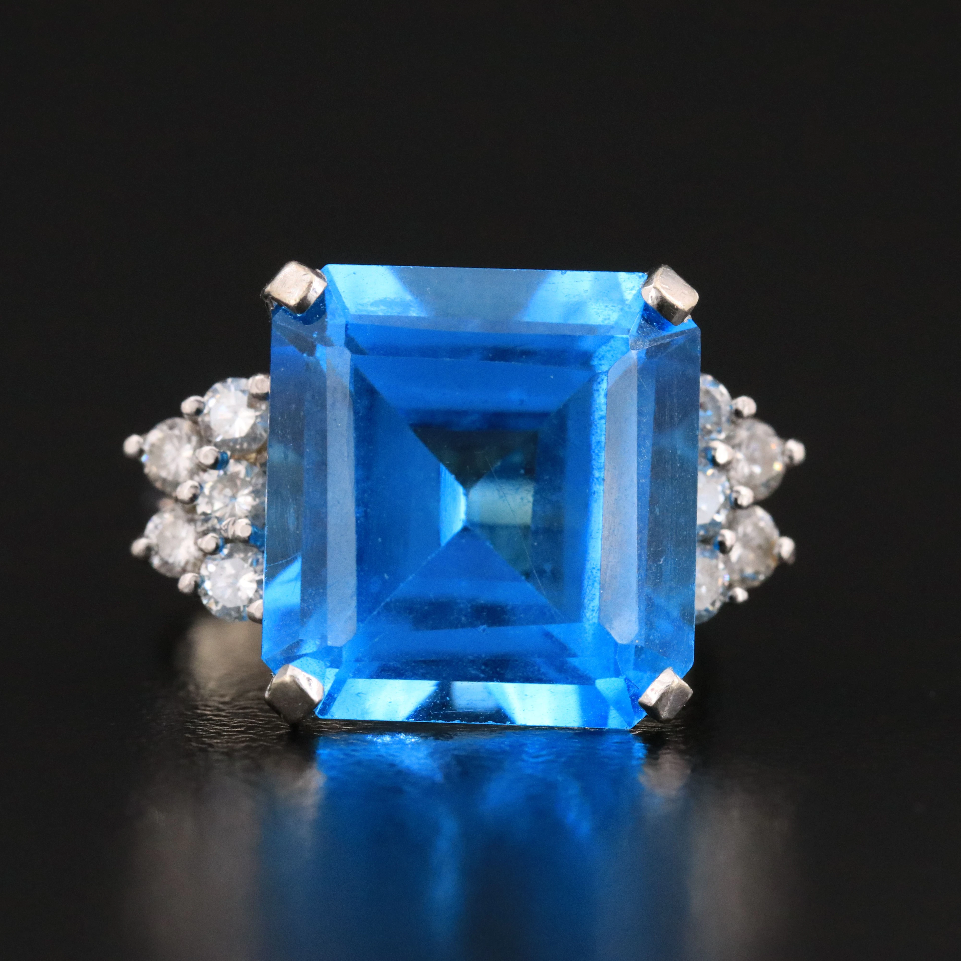 14K 14.72 CT Swiss Blue Topaz and 0.65 CTW Diamond Ring