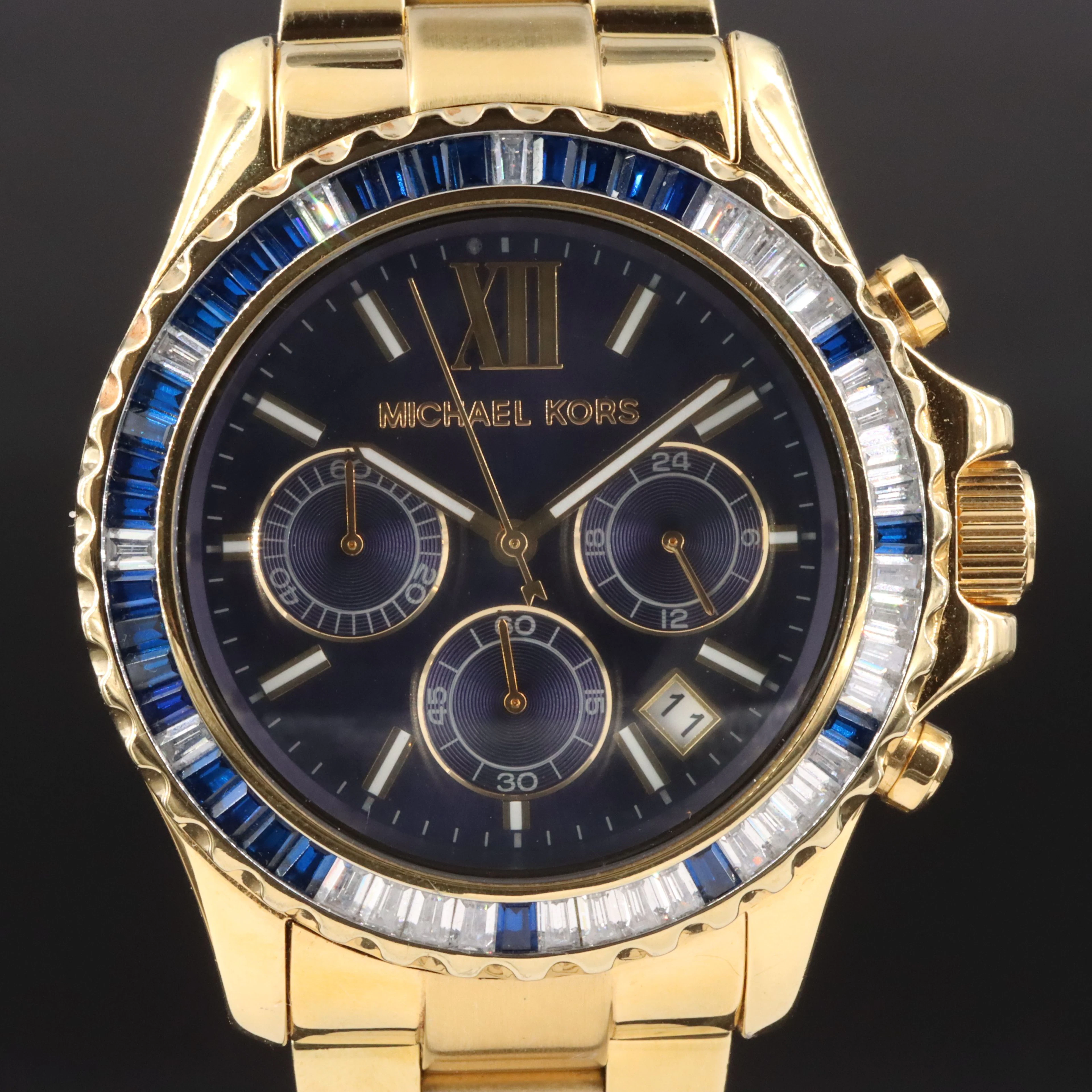 Michael Kors Everest Crystal Accented Gold Tone Chronograph Watch