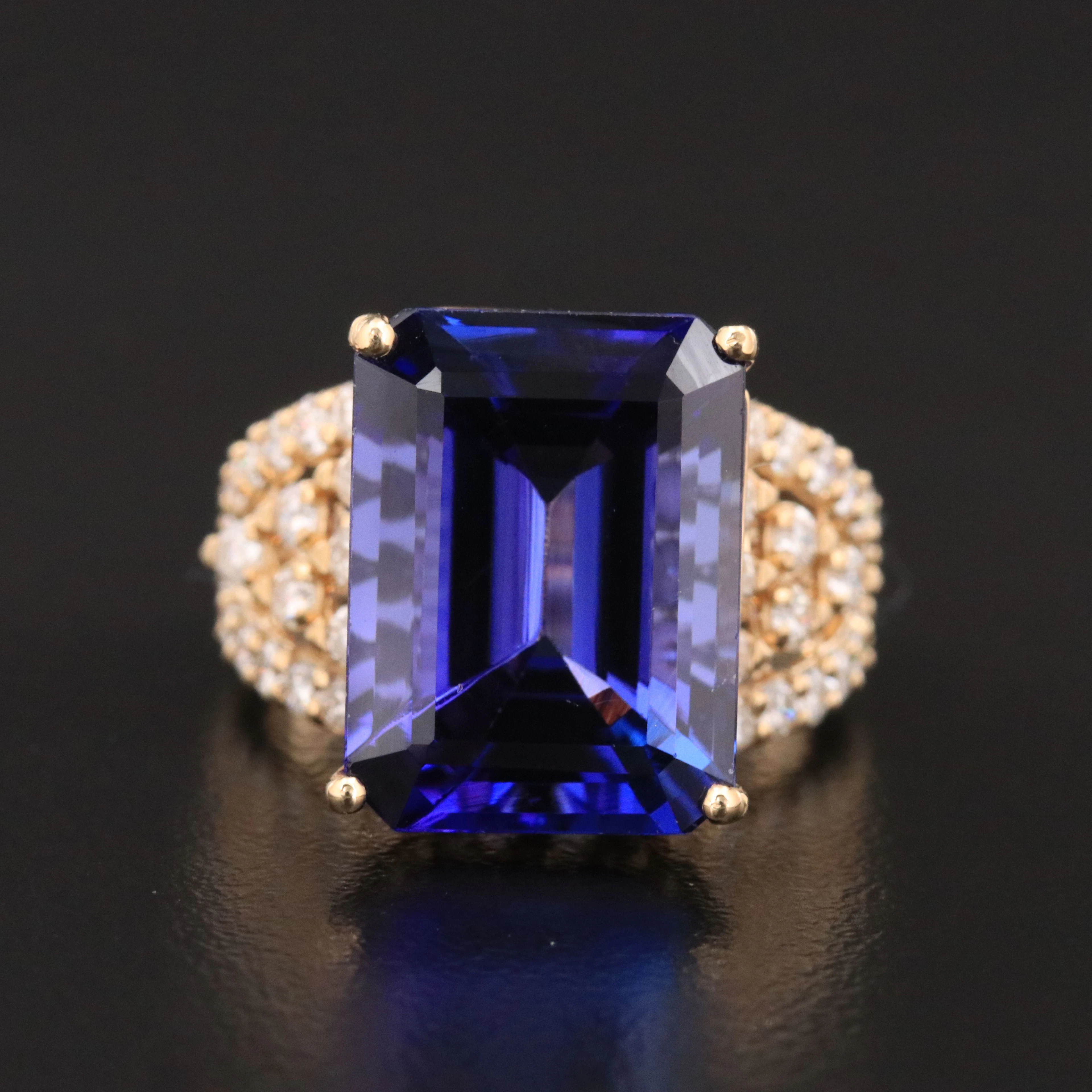 14K 14.03 CT Tanzanite and 1.77 CTW Diamond Ring with GIA Report