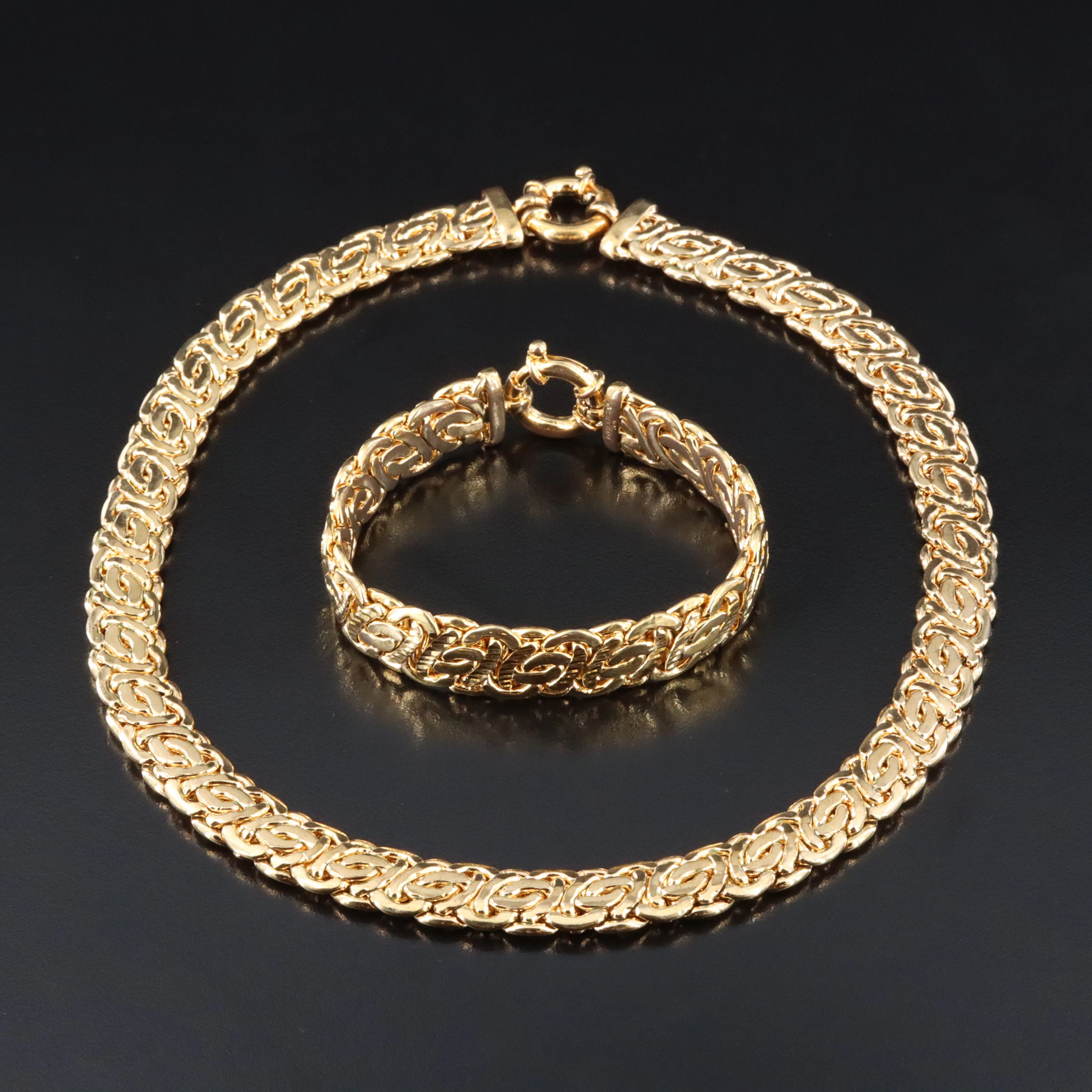 Italian Romanza Byzantine Chain Necklace and Bracelet