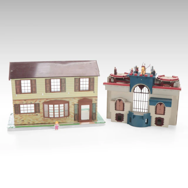 Wolverine Tin Litho Dollhouse with Mega Bloks "Lion's Kingdom" Castle Play Set