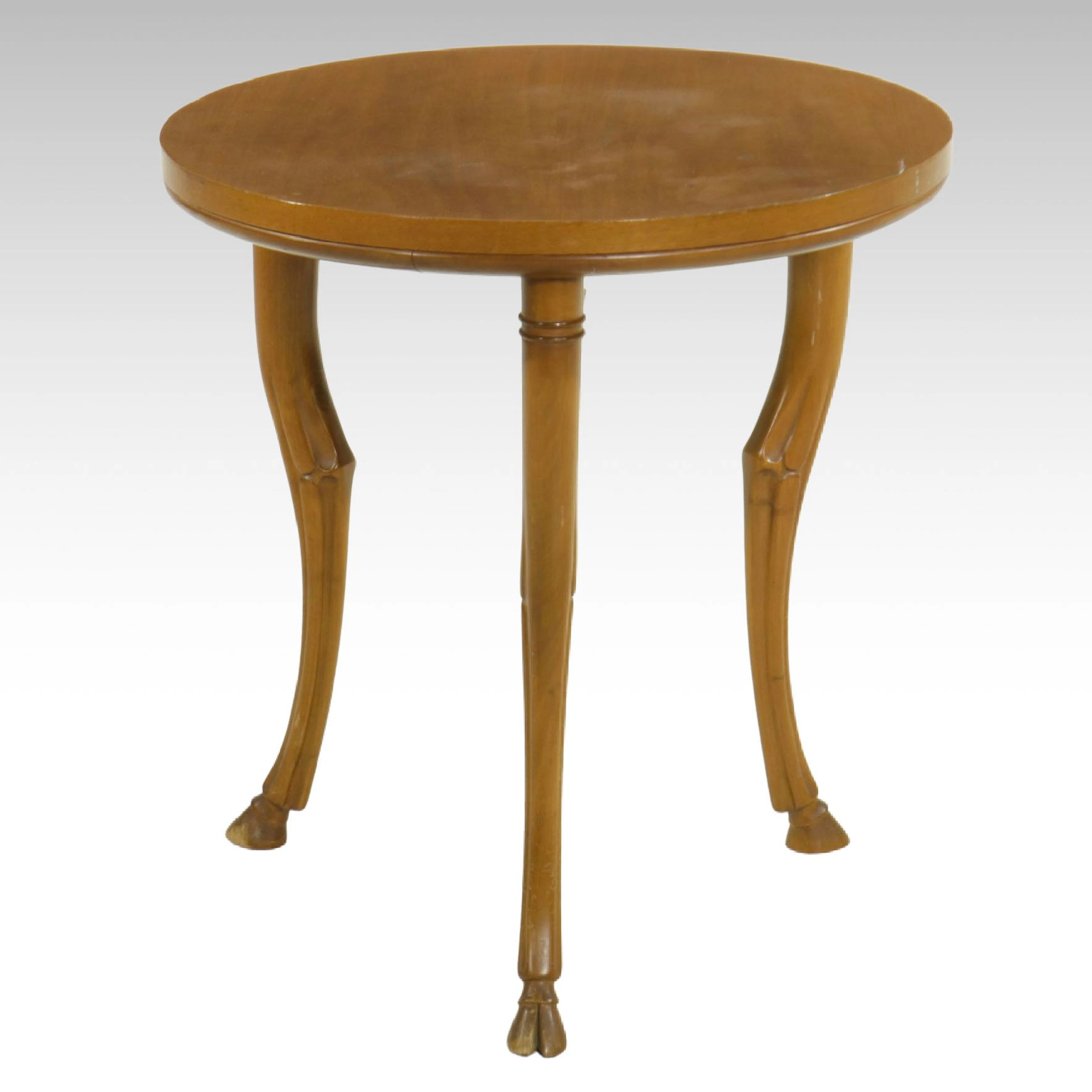 T.H. Robsjohn-Gibbings for Saridis of Athens Walnut Table with Carved Deer Legs