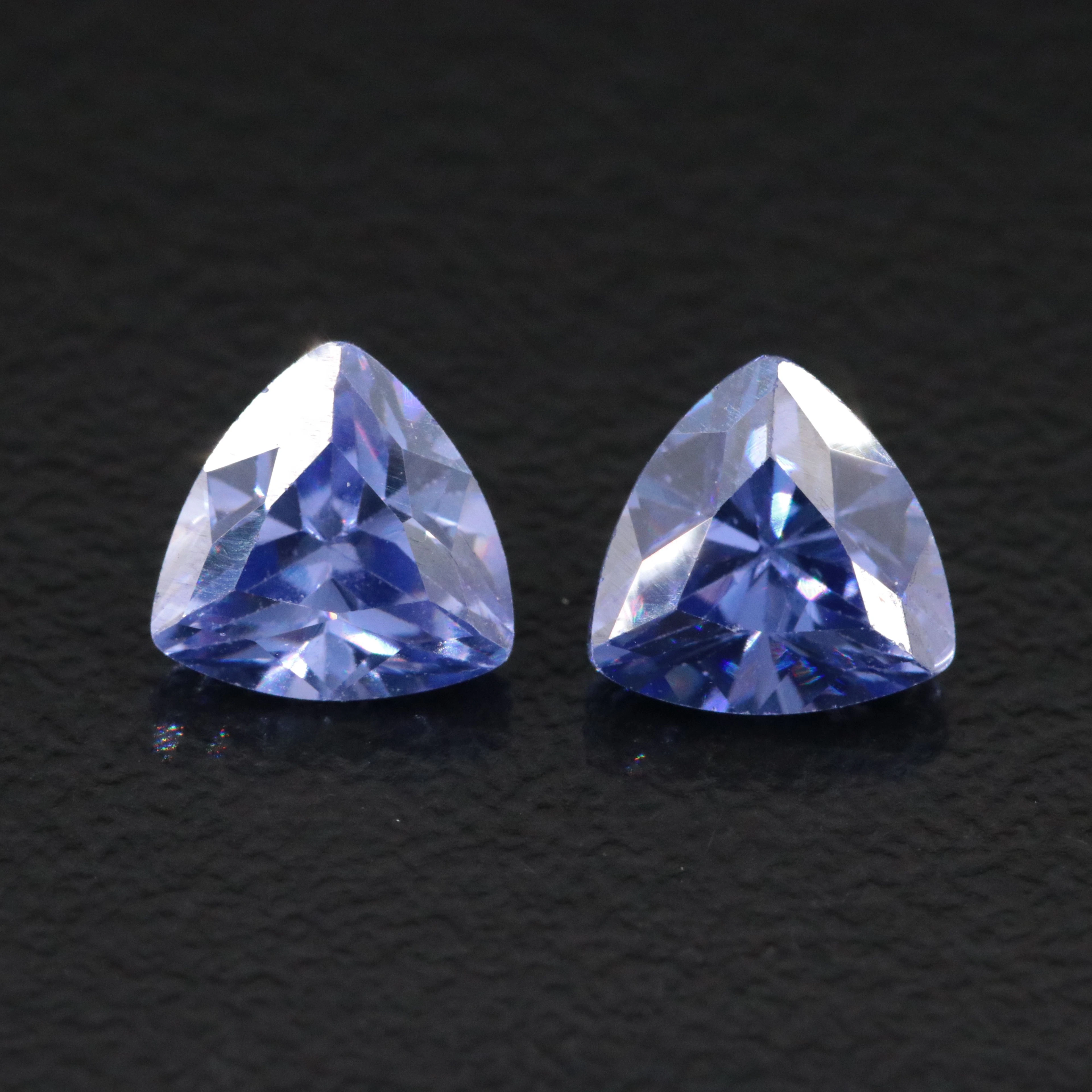 Loose 2.85 CTW Lab Grown Tanzanite Pair
