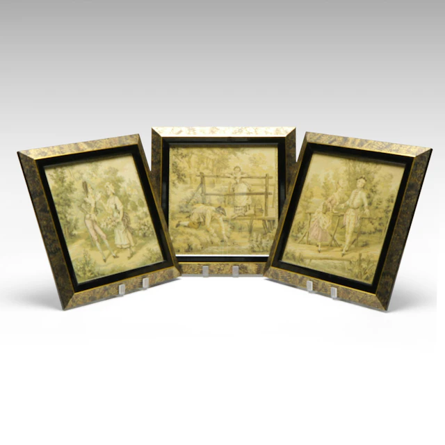 Gump's of San Francisco Framed Gobelin Style Tapestry Fragments
