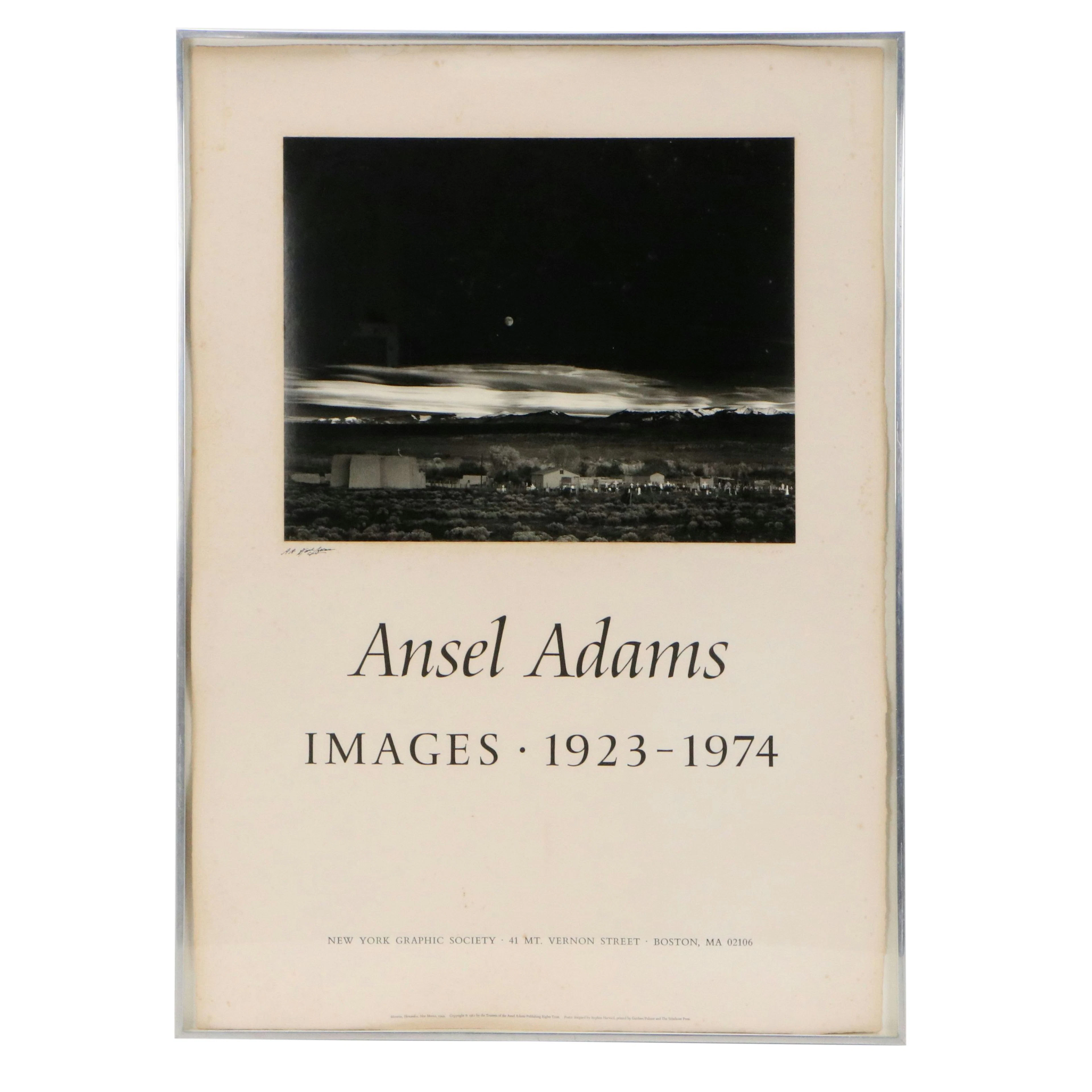 Ansel Adams Offset Lithograph Poster "Moorinse, Hernandez, New Mexico," 1981